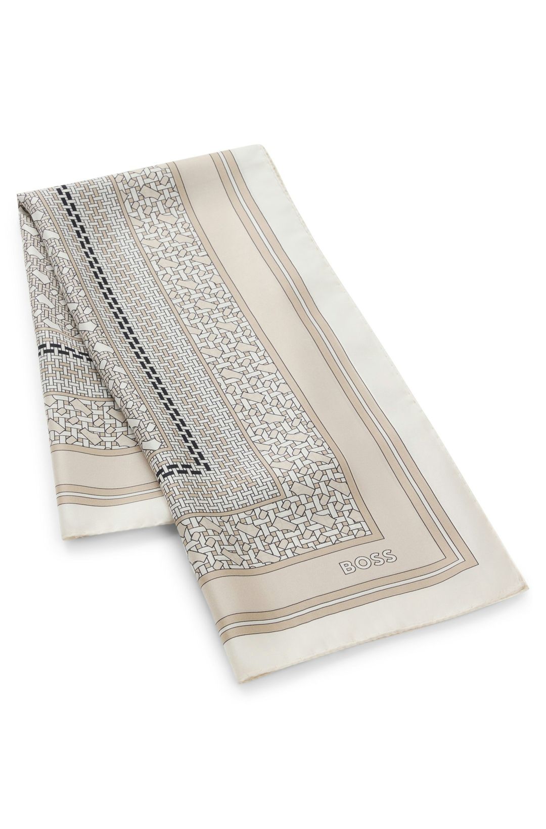 Italský šátek z potištěného hedvábného kepru - Light Beige