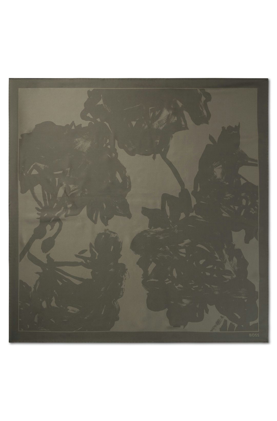Italský šátek z potištěného hedvábného kepru - Dark Green