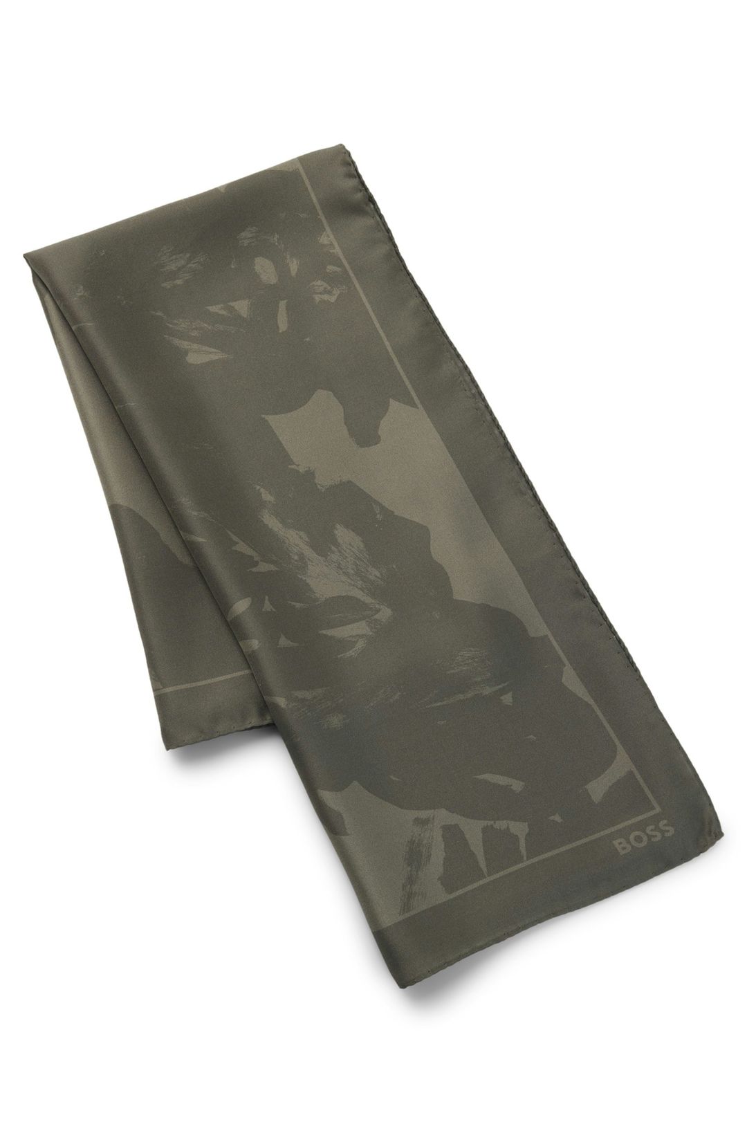 Italský šátek z potištěného hedvábného kepru - Dark Green