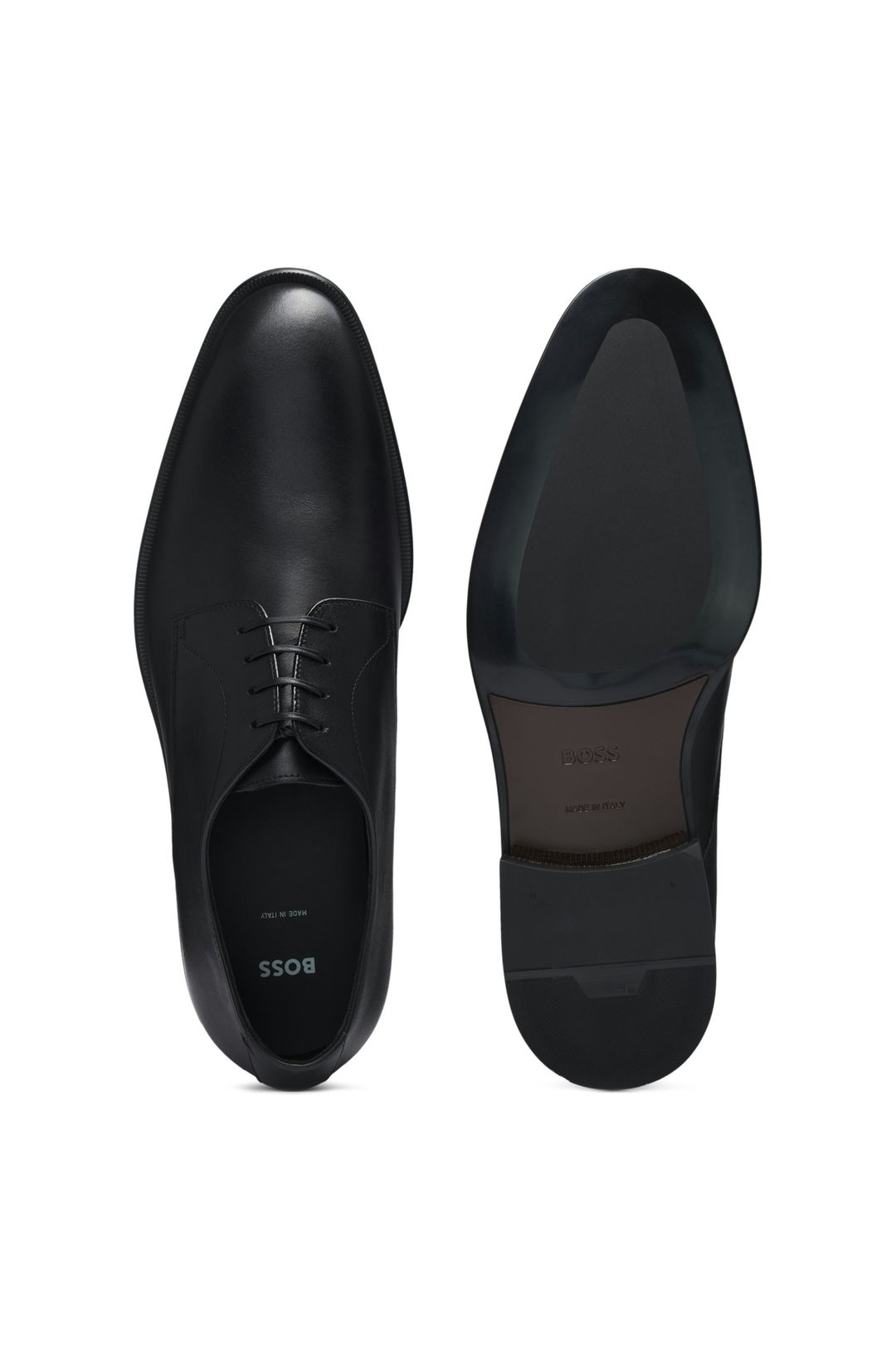 Italské kožené derby boty - Black