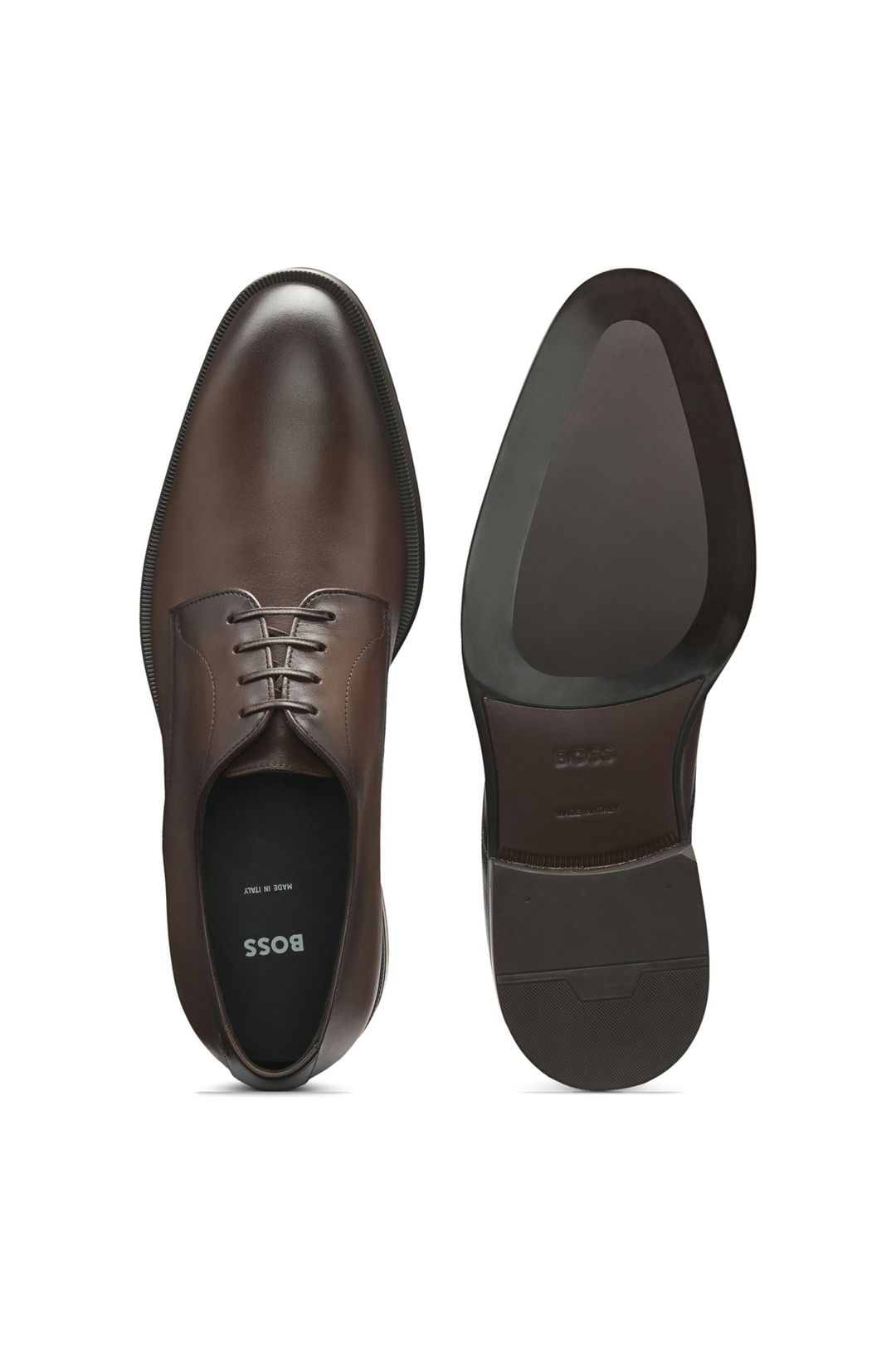 Italské kožené derby boty - Dark Brown