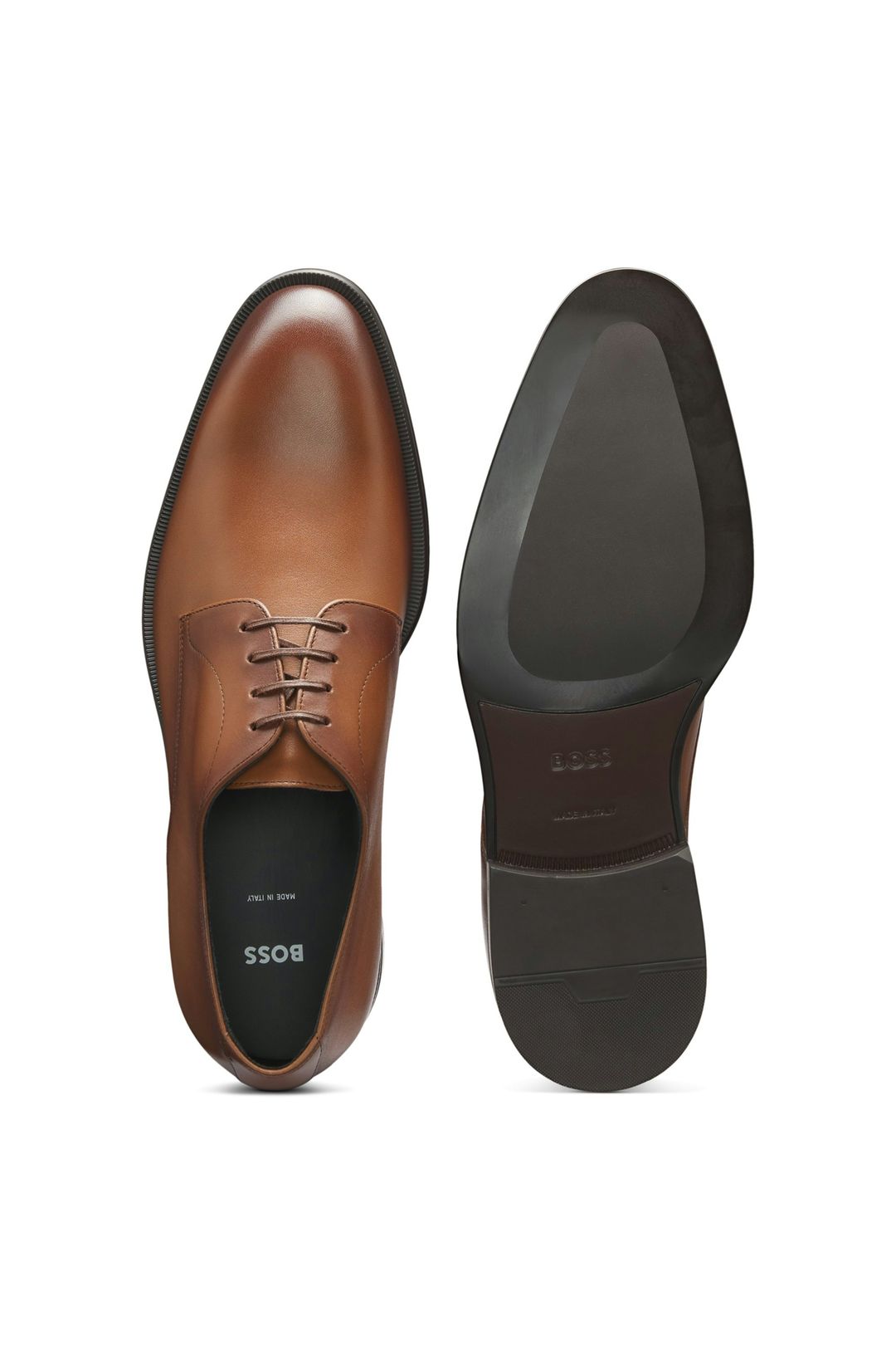 Italské kožené derby boty - Medium Brown