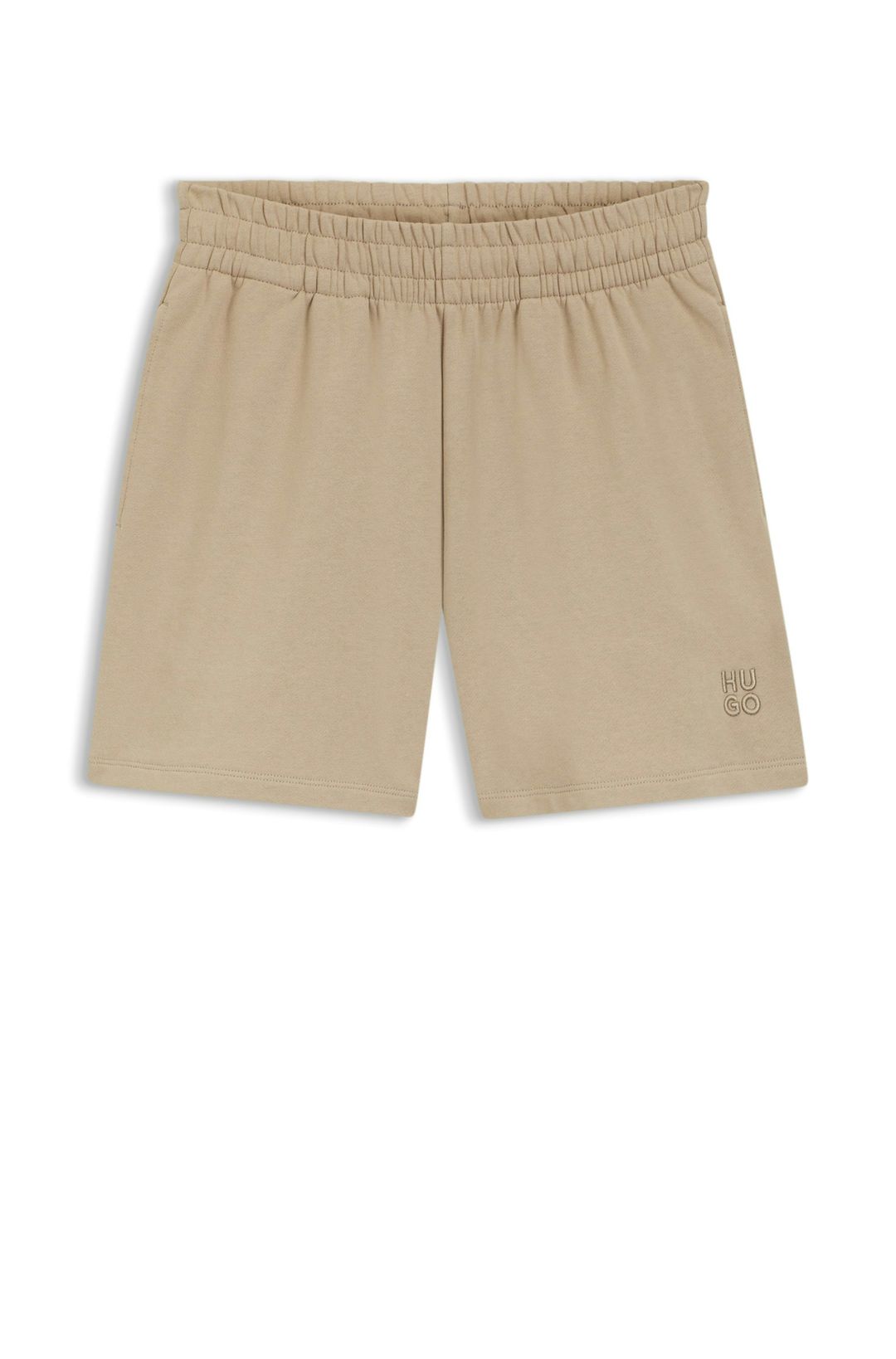 Kraťasy volného střihu z bavlněného froté s vyšívaným logem - Light/Pastel Brown