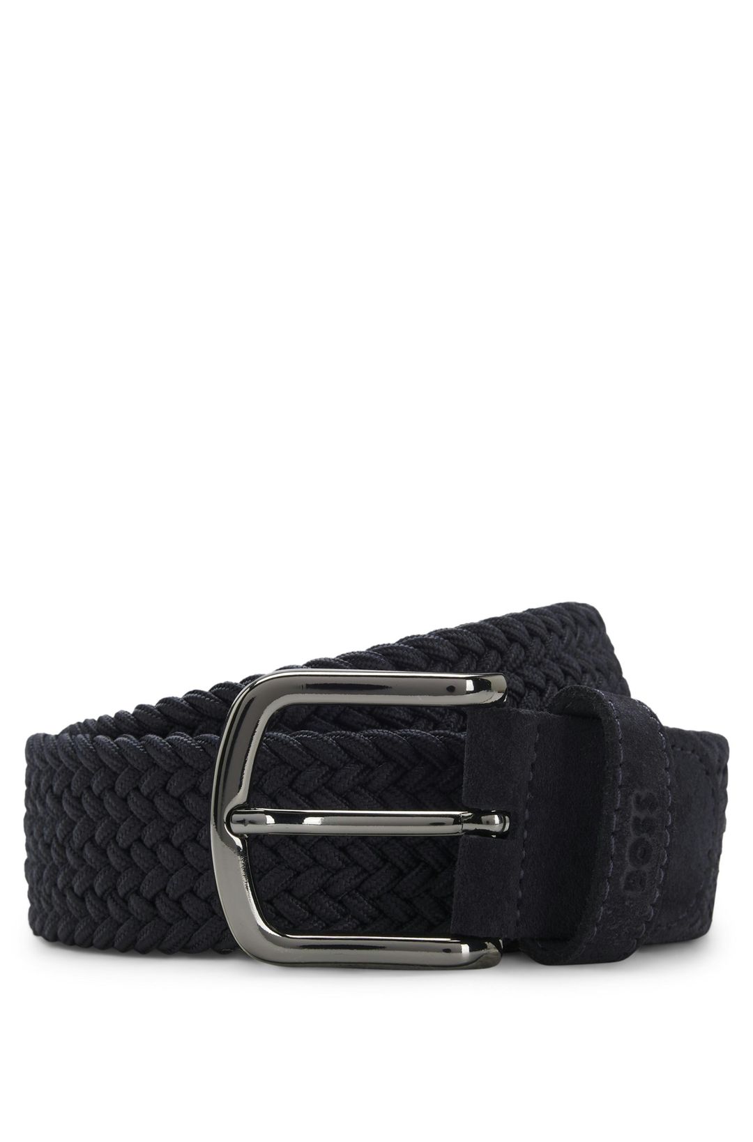 Tkaný opasek s koženými lemováním - Dark Blue