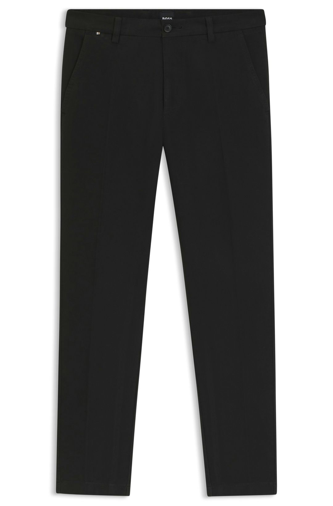 Kalhoty slim fit ze strukturované strečové bavlny - Black