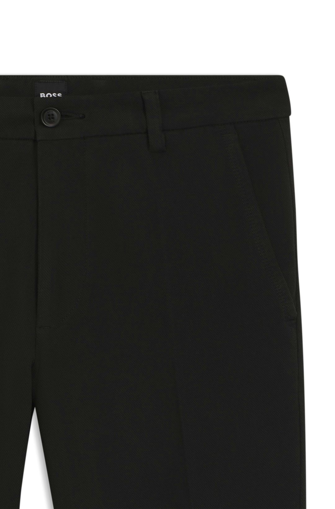 Kalhoty slim fit ze strukturované strečové bavlny - Black