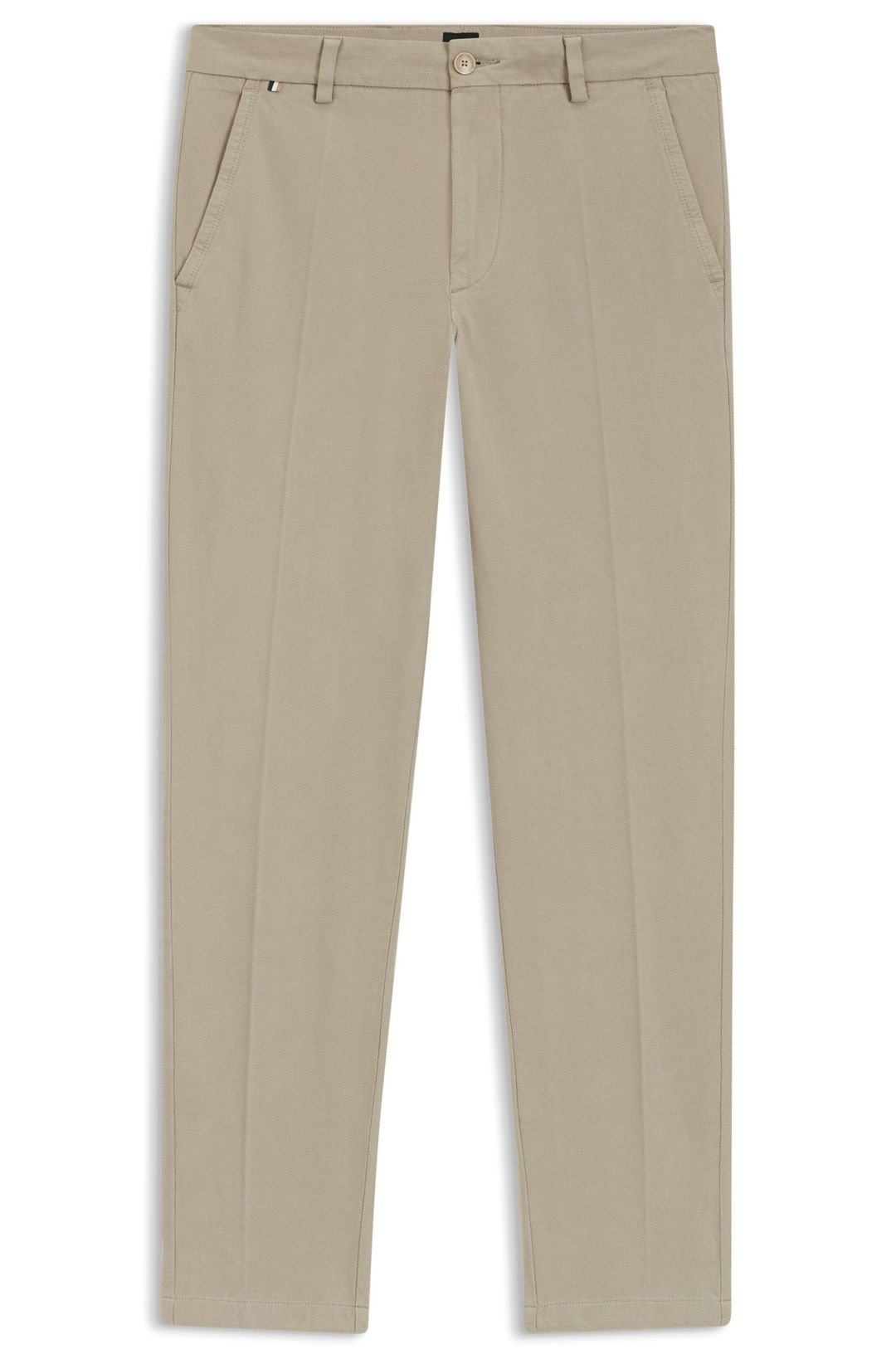 Kalhoty slim fit ze strukturované strečové bavlny - Open Beige