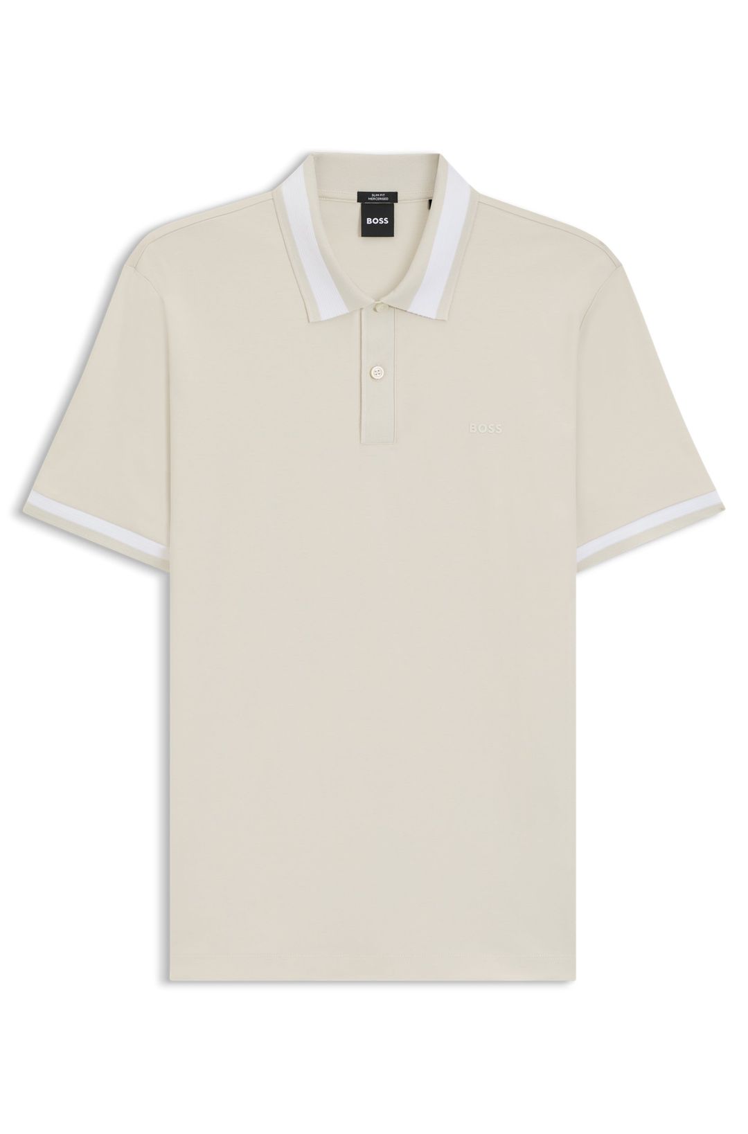 Slim-fit polokošile z mercerované bavlny se strukturovanými lemy