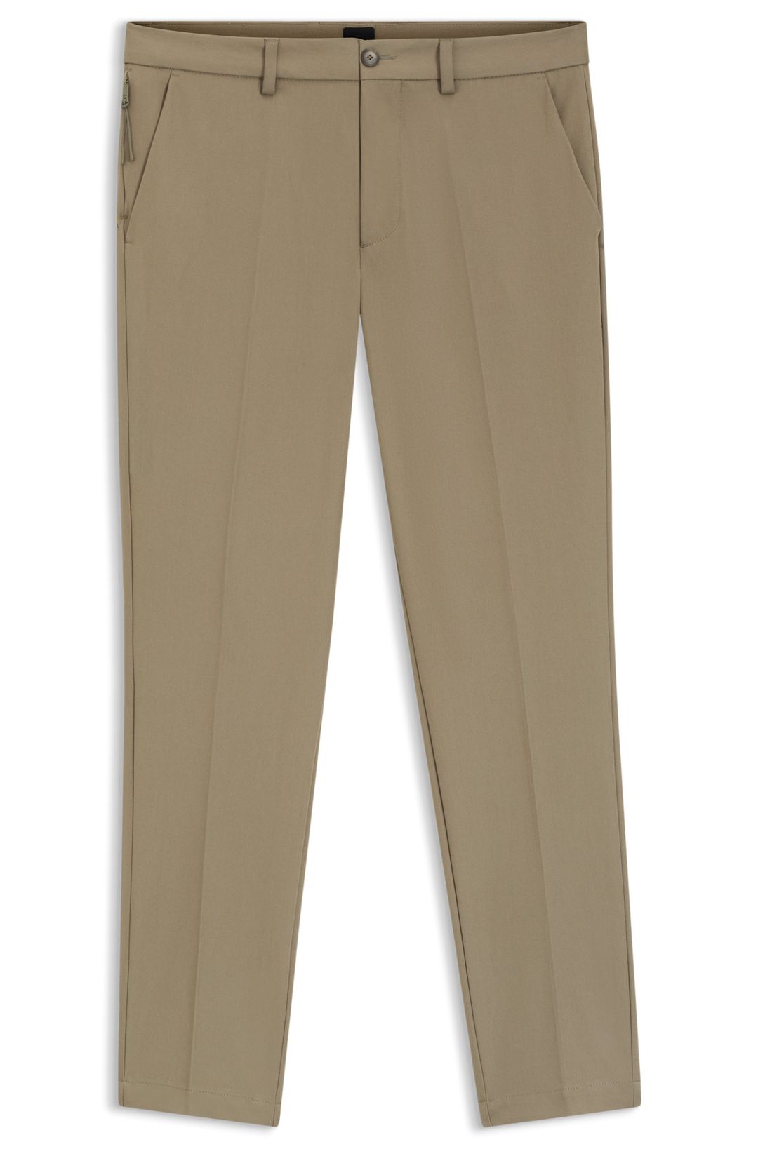 Kalhoty slim fit z kepru z bavlněné směsi - Open Brown
