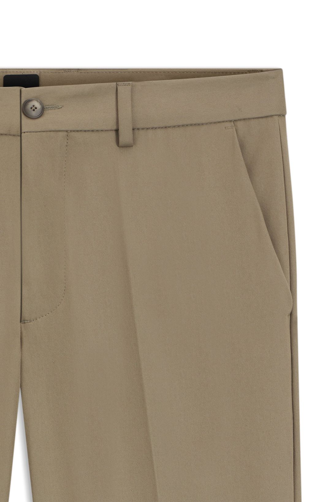 Kalhoty slim fit z kepru z bavlněné směsi - Open Brown