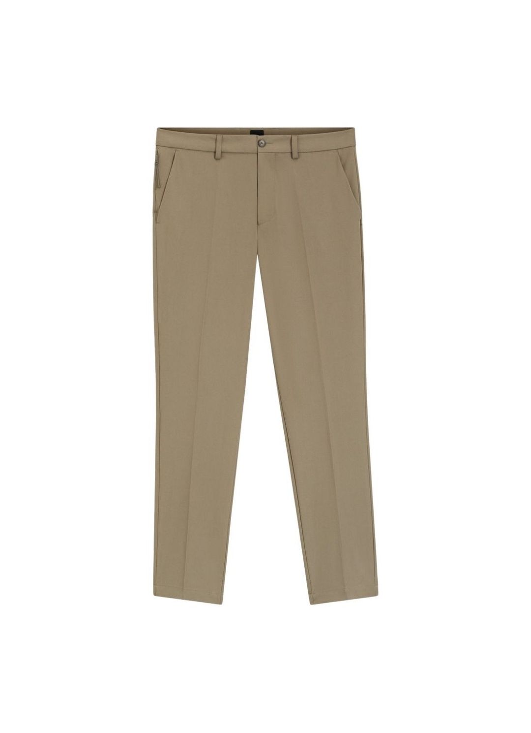Kalhoty slim fit z kepru z bavlněné směsi - Dark Beige