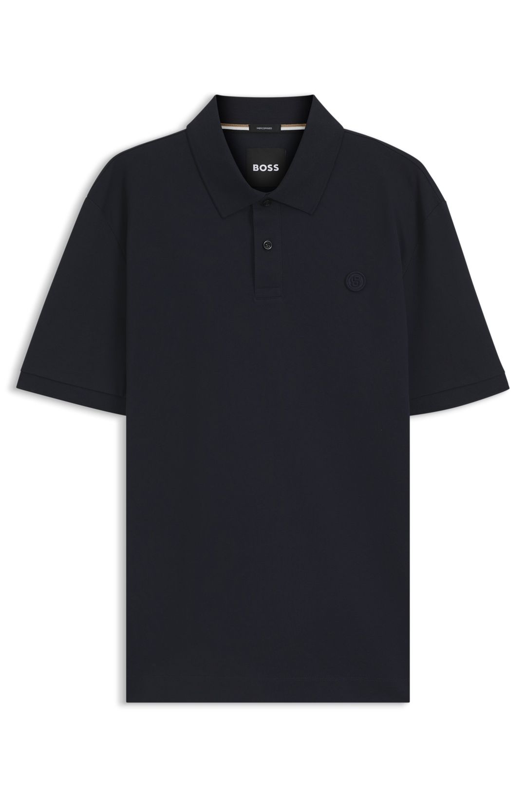 Bavlněné polotričko v piké úpravě s monogramem Double B pro každodenní eleganci - Dark Blue