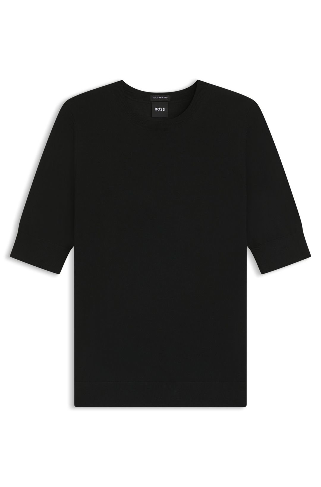 Svetr s krátkým rukávem z merino vlny - Black