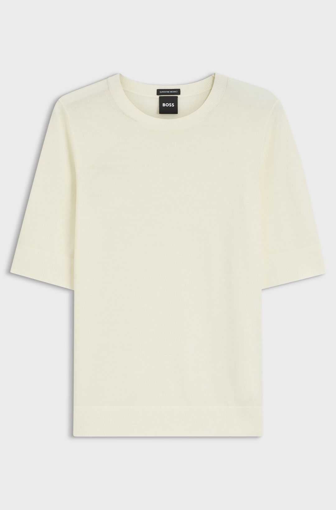 Svetr s krátkým rukávem z merino vlny - Open White