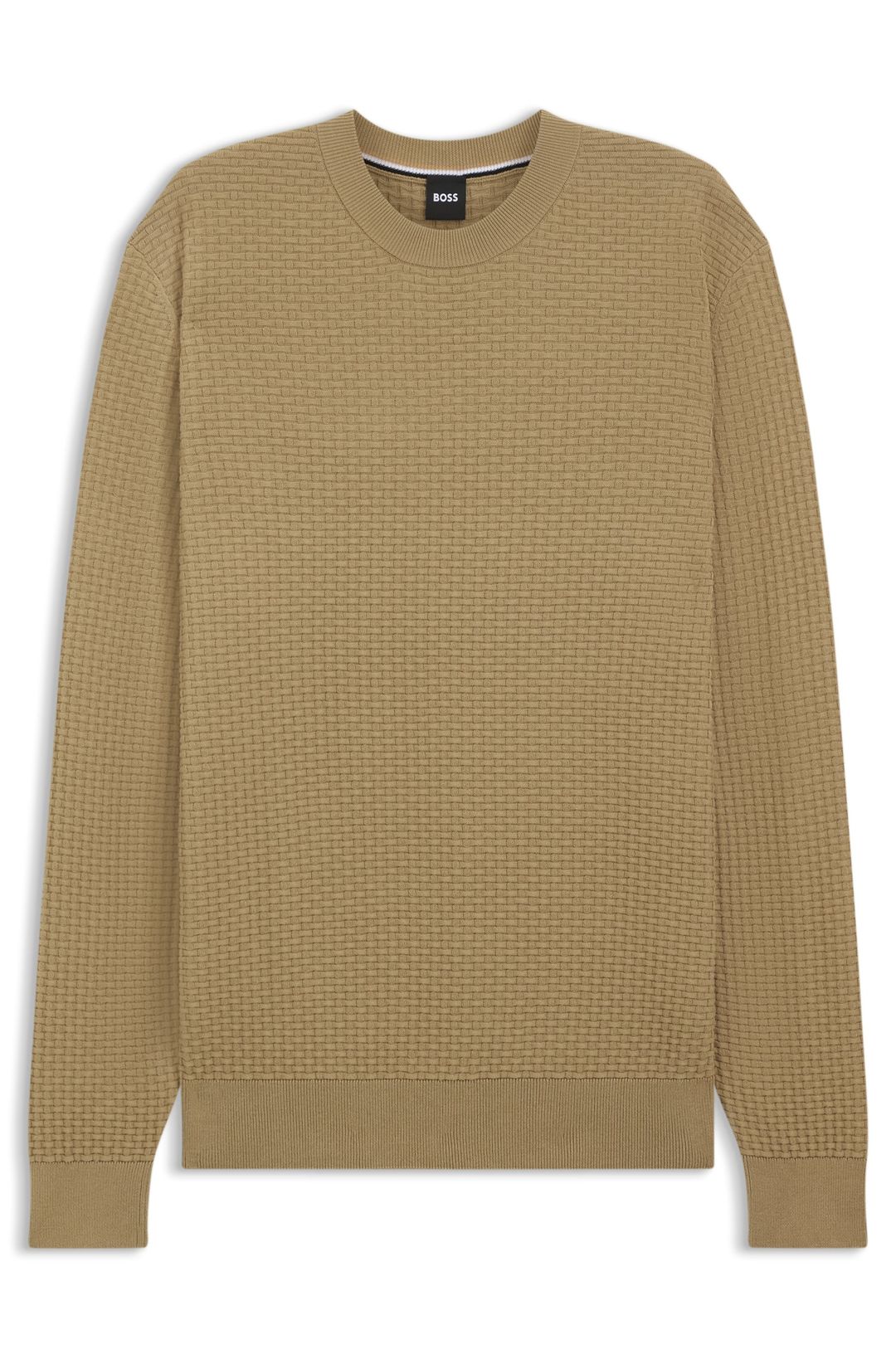 Bavlněný svetr s pletenou strukturou - Dark Beige