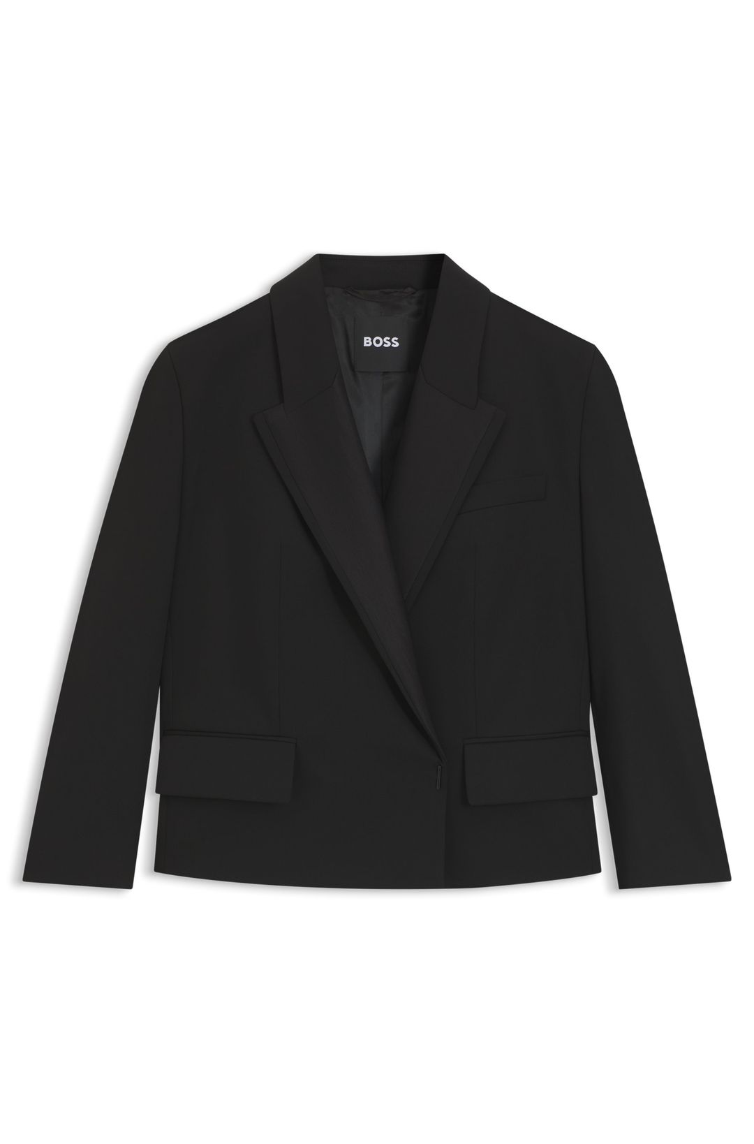 Smokingový blazer relaxed střihu z keprové panenské vlny