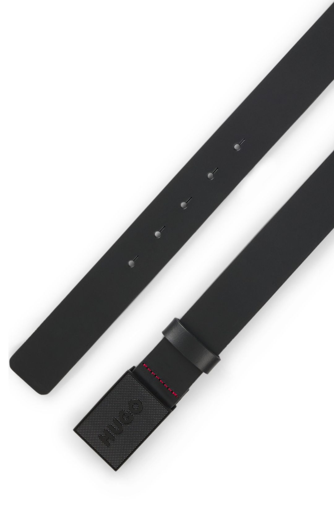 Opasek z buvolí kůže s plaketovou sponou - Black