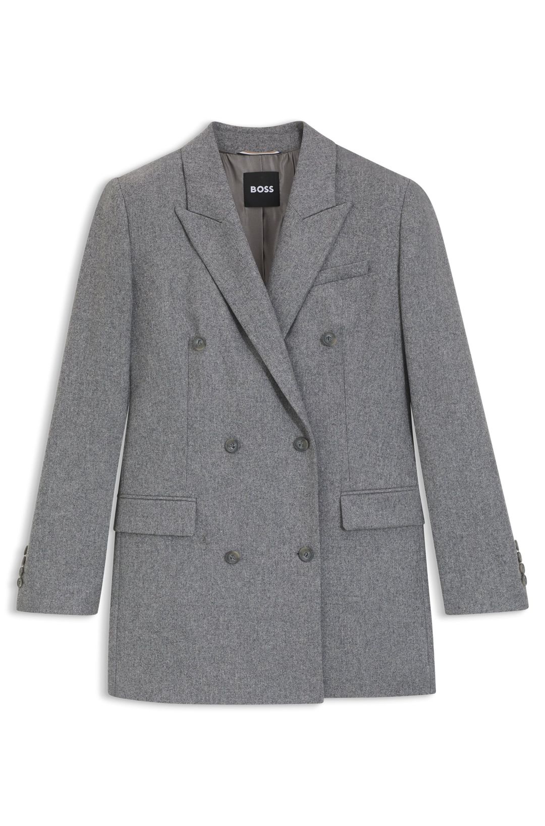 Dlouhý blazer regular střihu z jemného flanelu