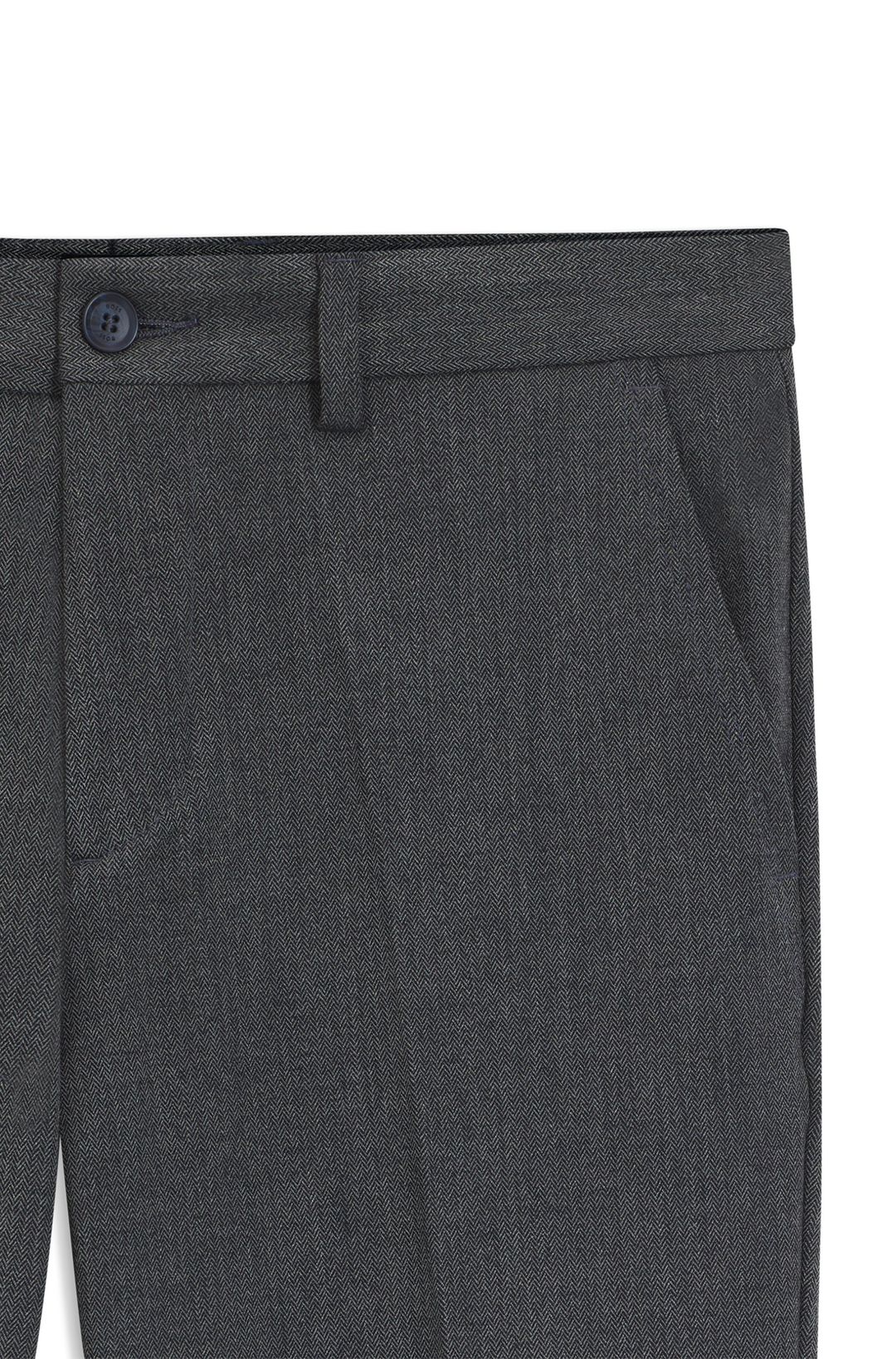 Slim-fit kalhoty z broušené rybí kosti