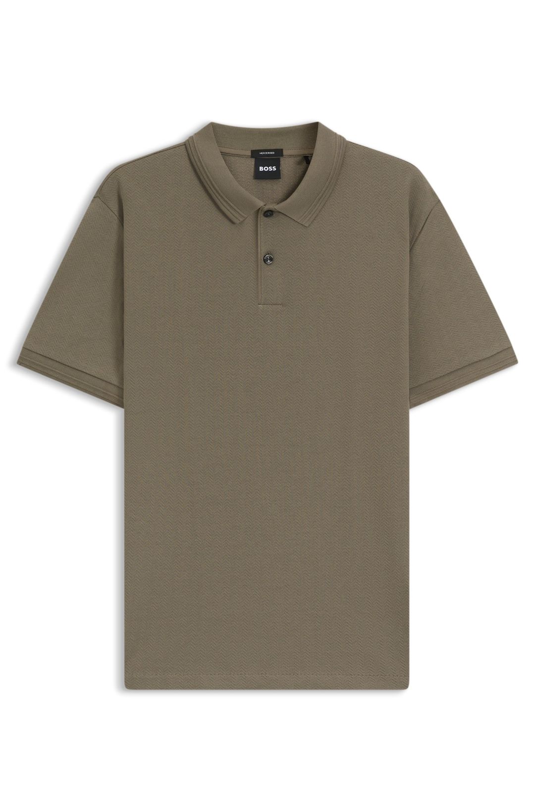 Bavlněné polo s rybí kostí  strukturou - Open Brown