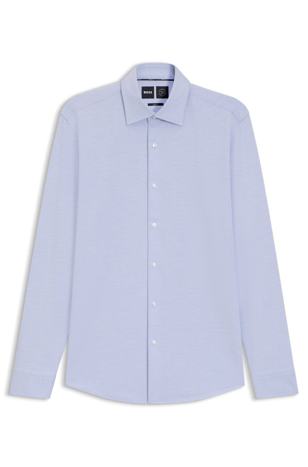 Košile ve slim střihu z bavlněného směsového úpletu se vzorem - Light/Pastel Blue