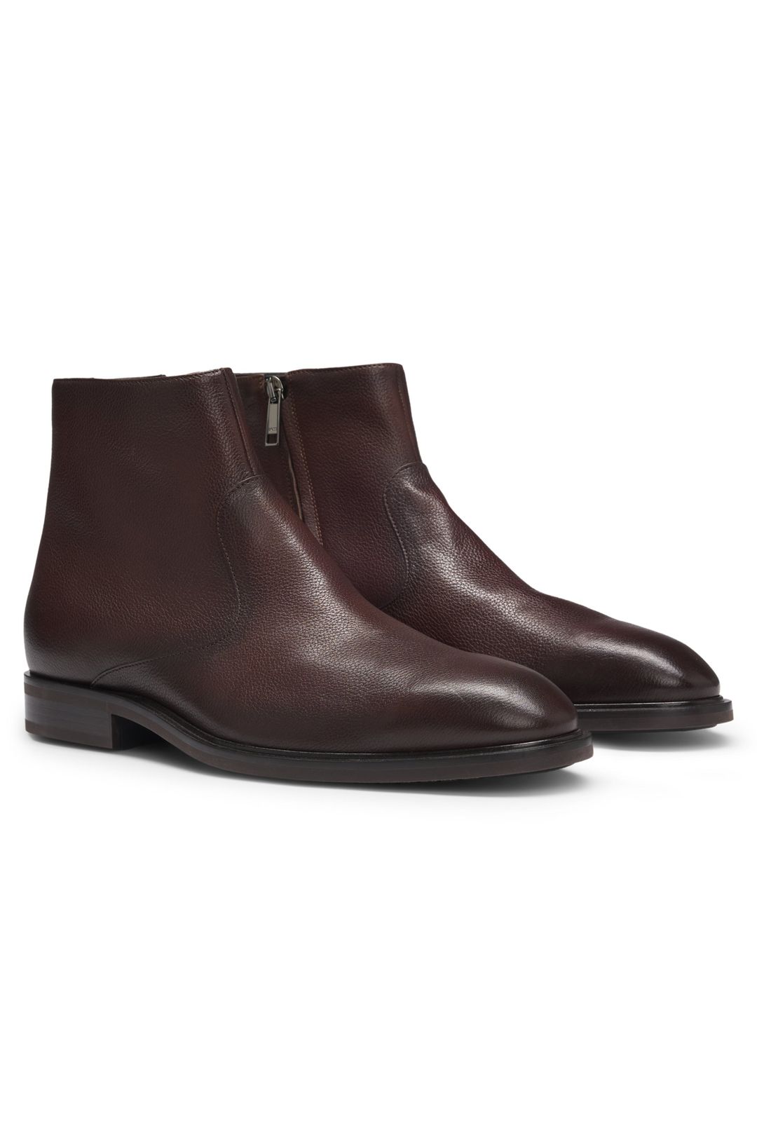 Kožené boty s bočním zipem - Dark Brown