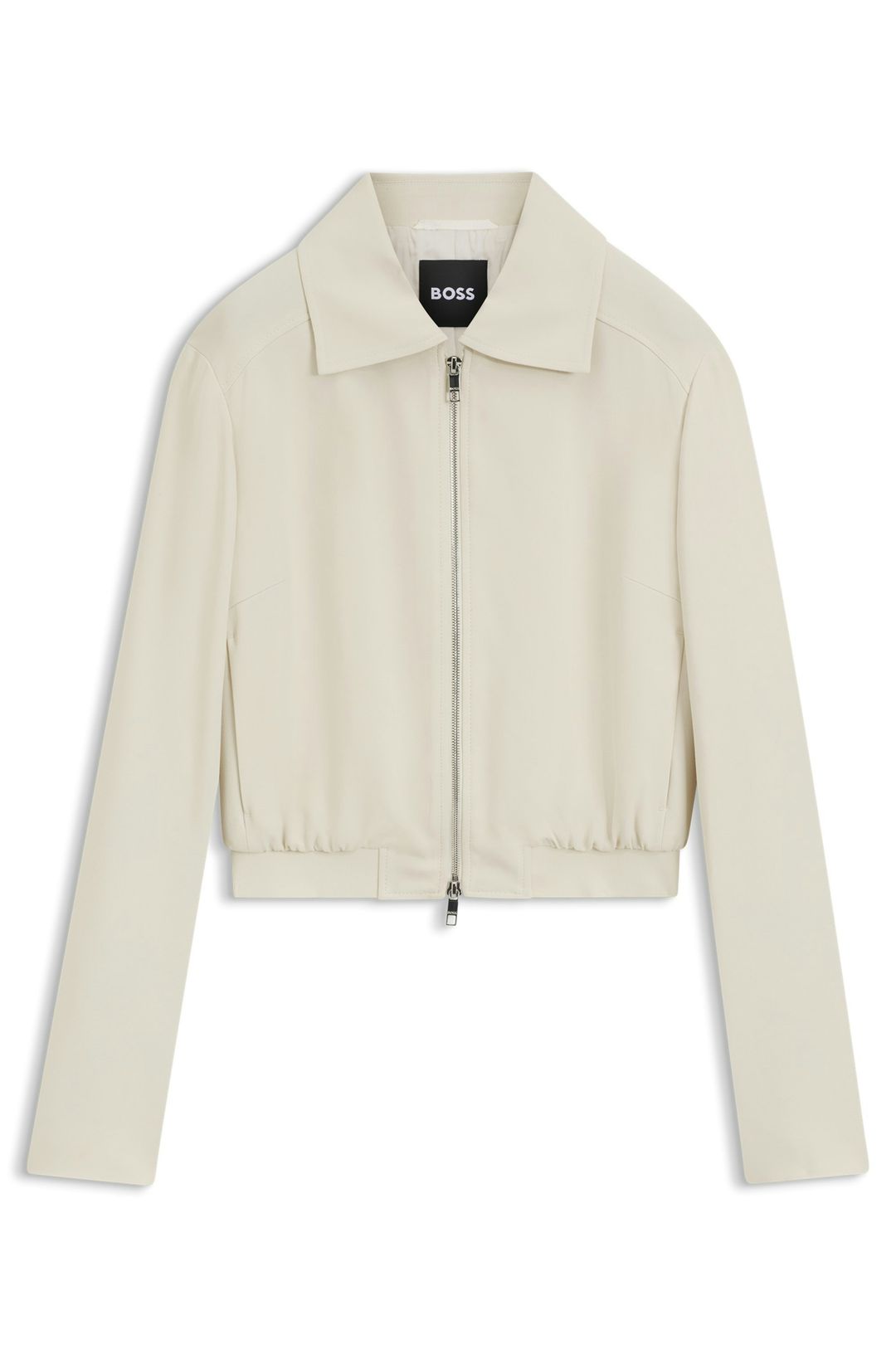 Bunda regular střihu na zip z krepové tkaniny - Open White