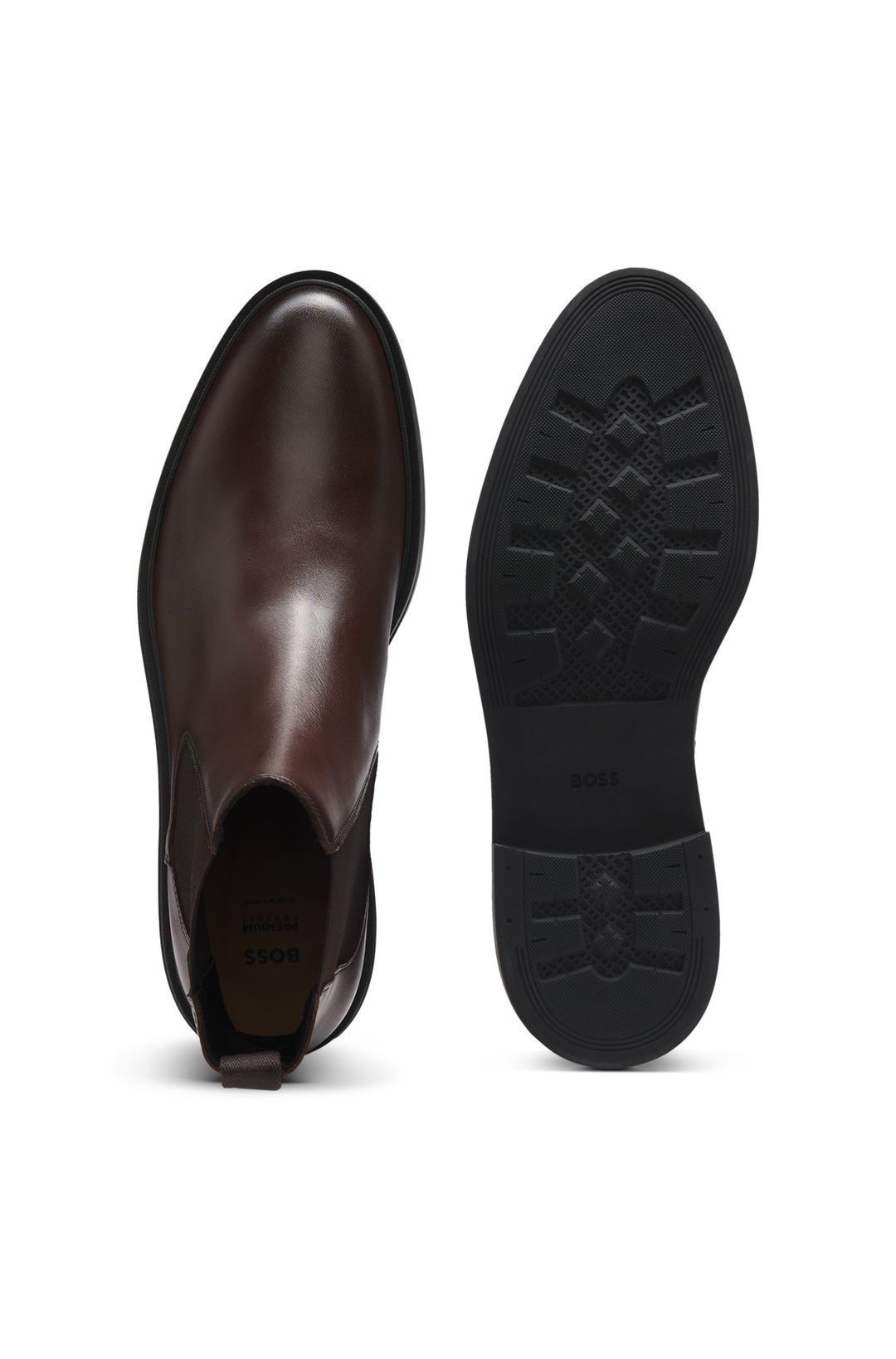 Chelsea boty z nappa kůže s detailním proužkem značky - Dark Brown
