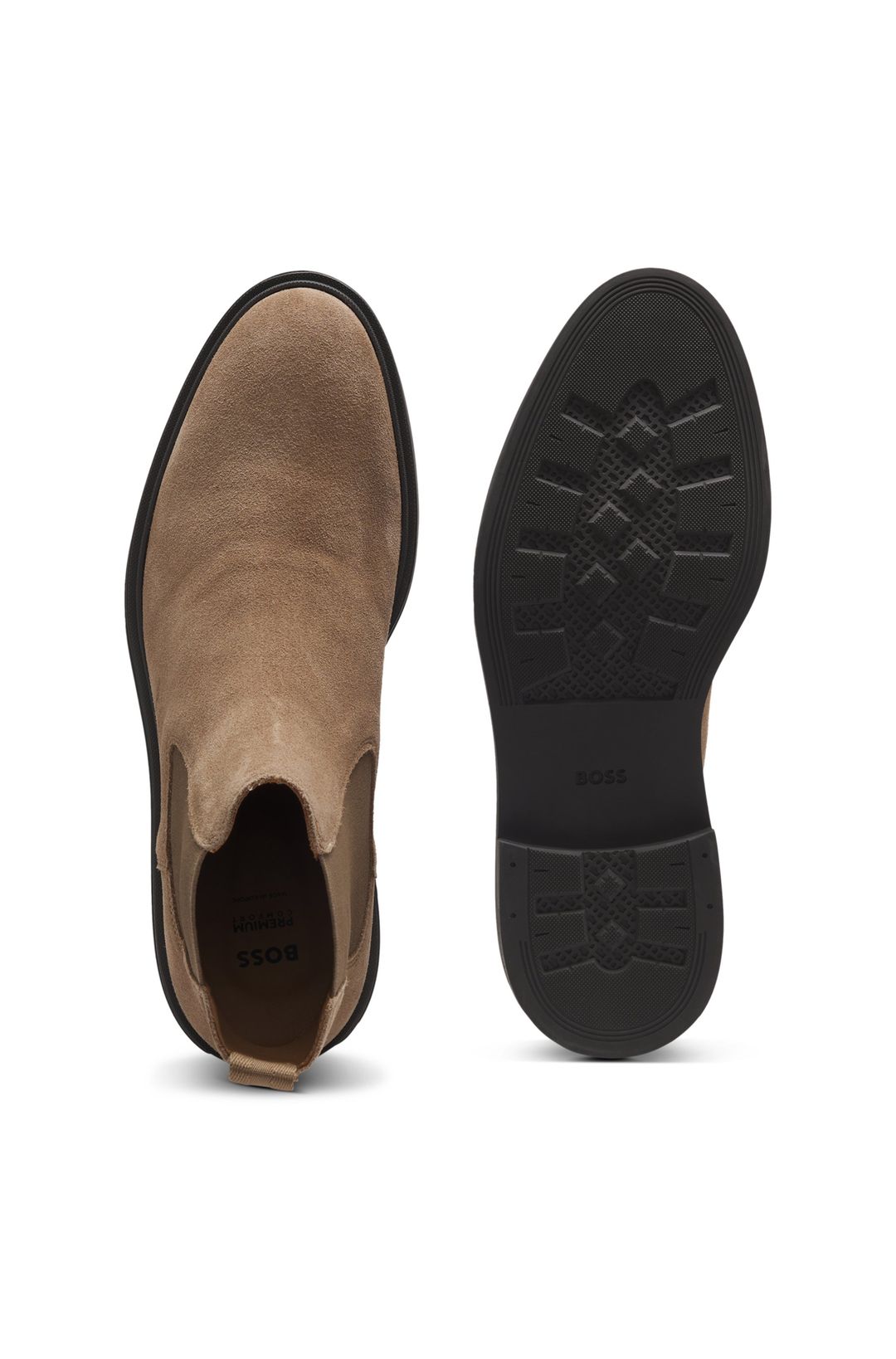 Semišové Chelsea boty s typickým proužkem - Medium Beige