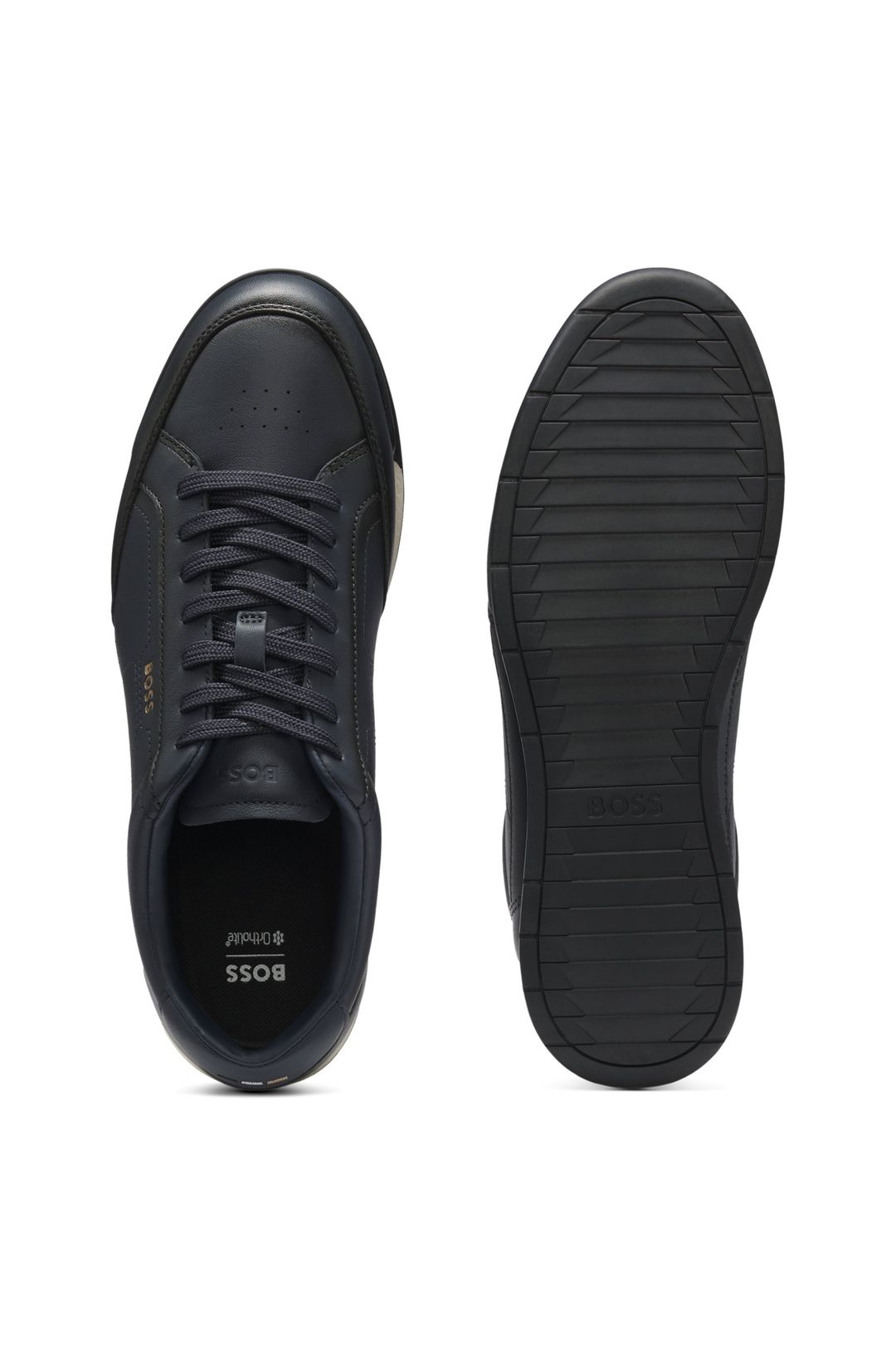 Kožené tenisky s embosovaným logem - Dark Blue