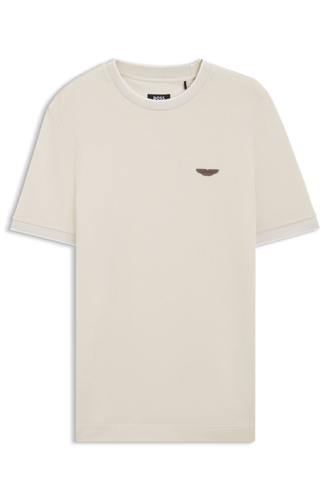 Tričko BOSS x ASTON MARTIN z žakárové vlny a bavlny - Open White