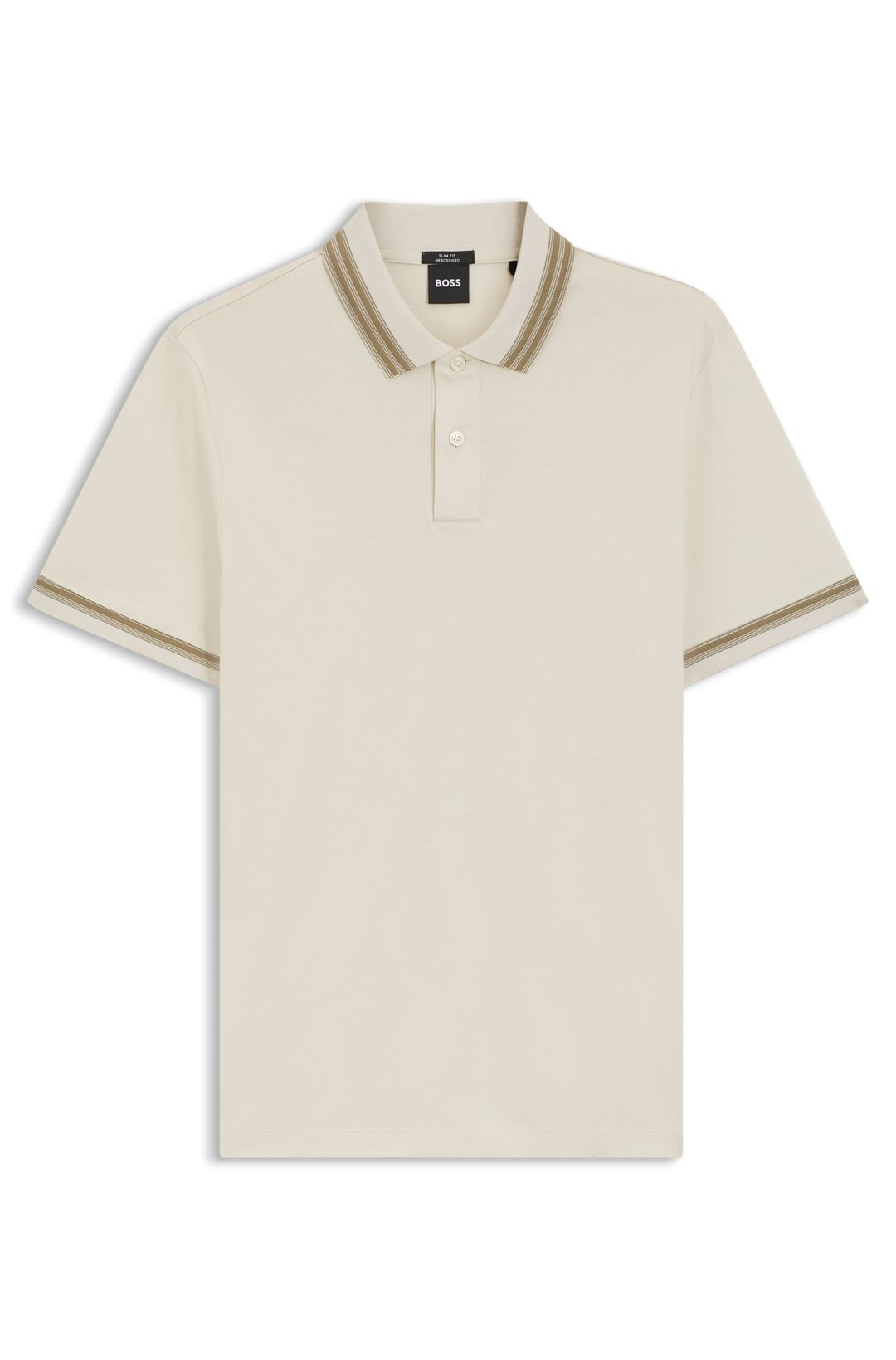 Polotričko slim fit z mercerizované bavlny s kontrastním lemováním - Open White