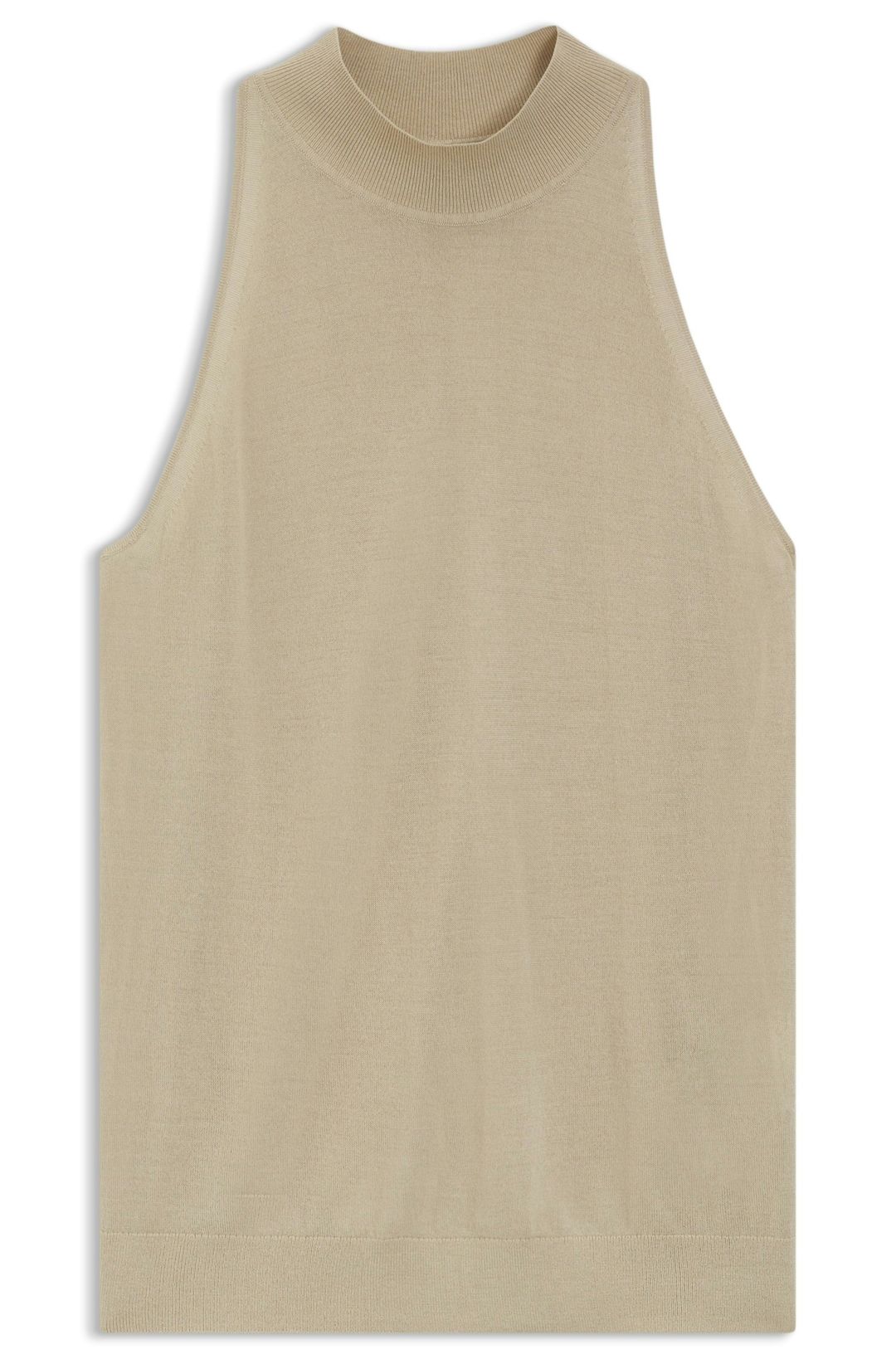 Pletený top s fasádním výstřihem z jemné příze - Light Beige
