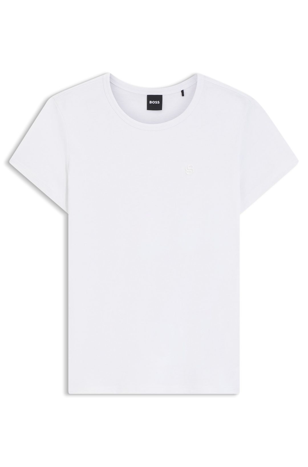 Tričko slim fit ze směsi bavlny a hedvábí s vyšívaným logem - White