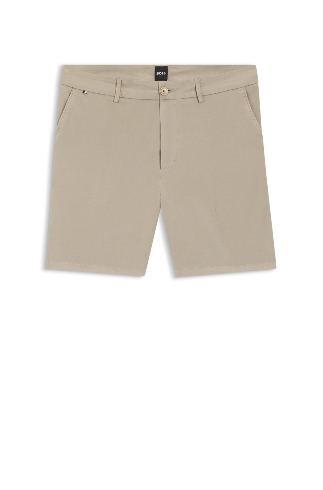 Moderní šortky z pružného bavlněného kepru - Open Beige