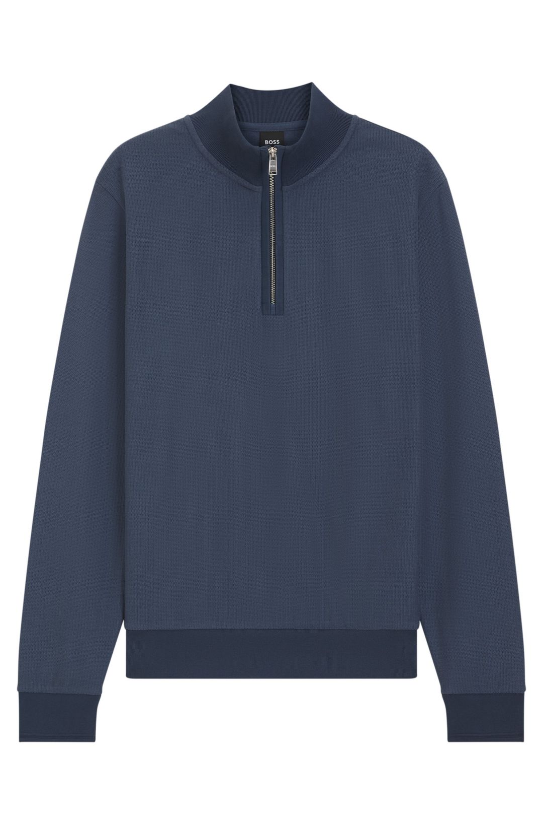 Mikina z bavlněné směsi se čtvrtinovým zipem - Open Blue
