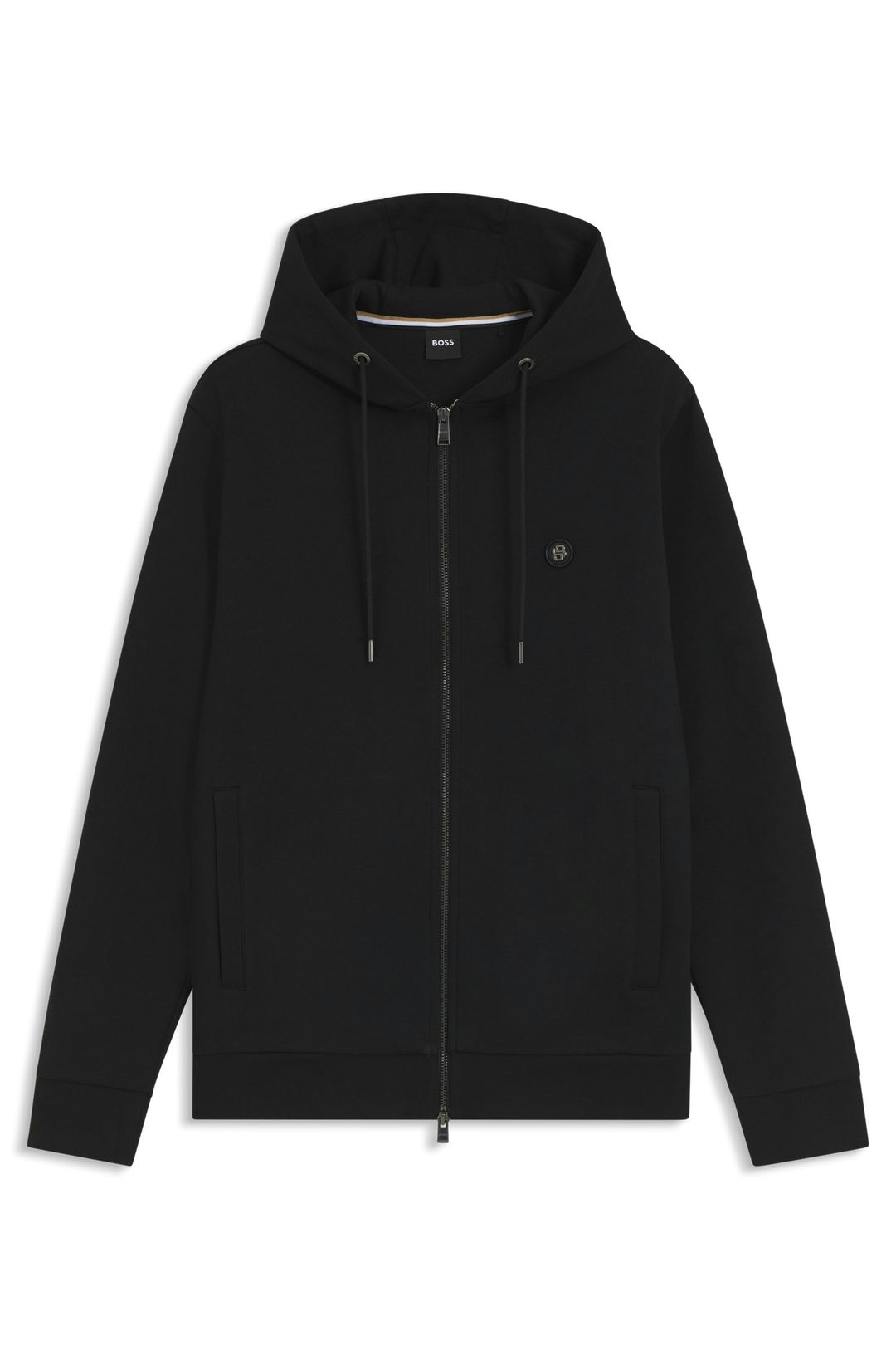 Mikina na zip z bavlněné směsi s monogramem Double B - Black