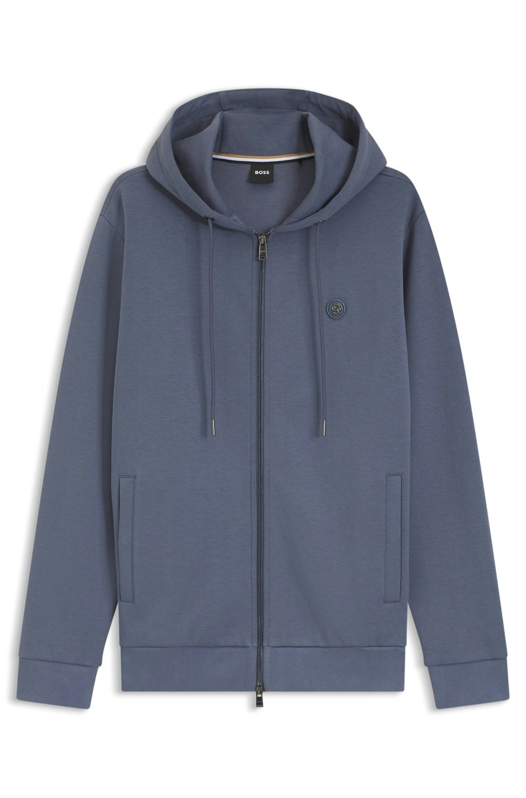 Mikina na zip z bavlněné směsi s monogramem Double B - Open Blue