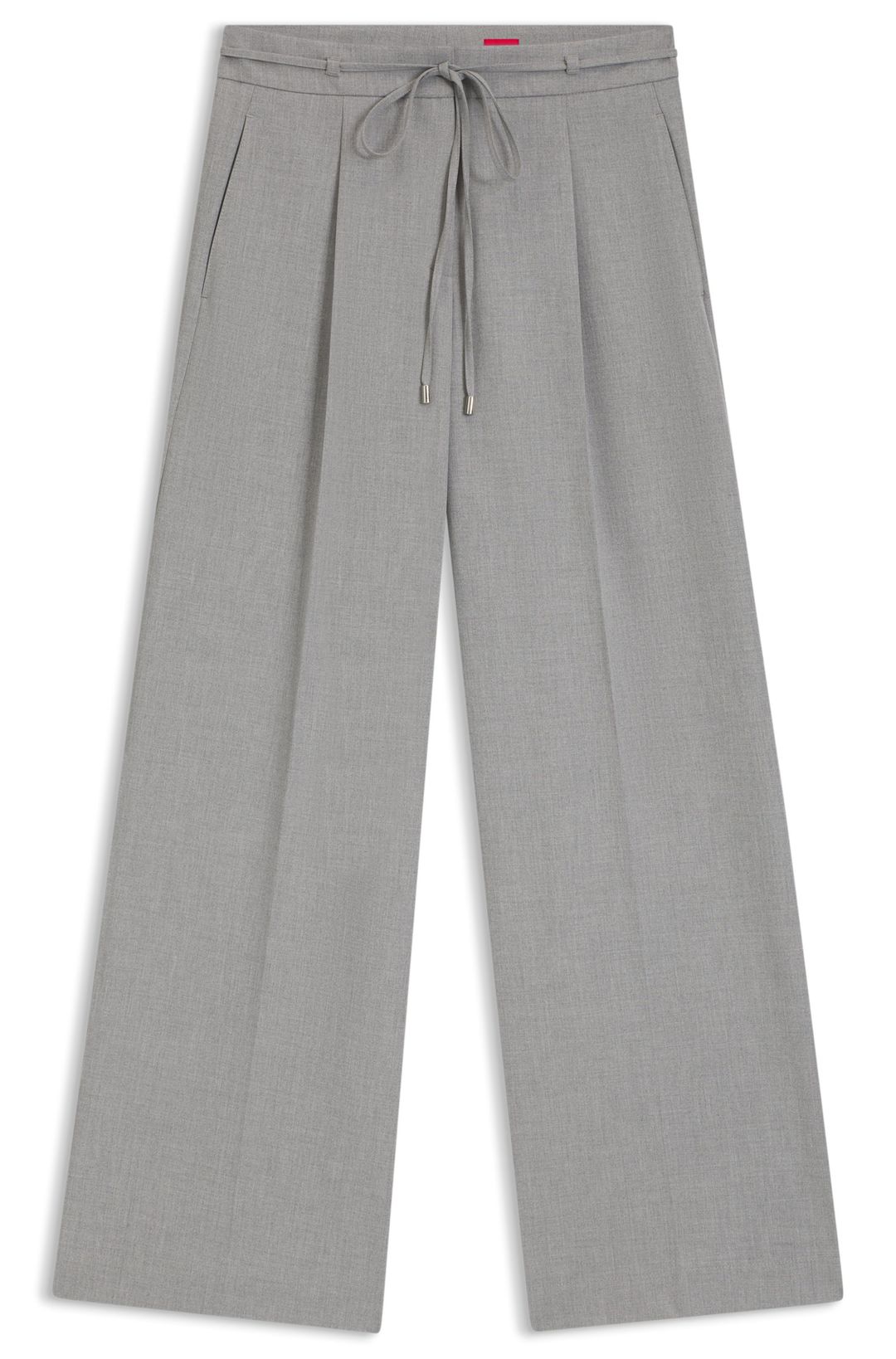 Široké kalhoty regular střihu z mělanžové strečové látky - Open Grey