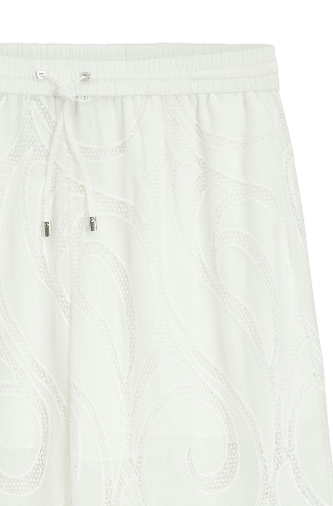 Kalhoty volného střihu s vyšívanými květinami - Open White