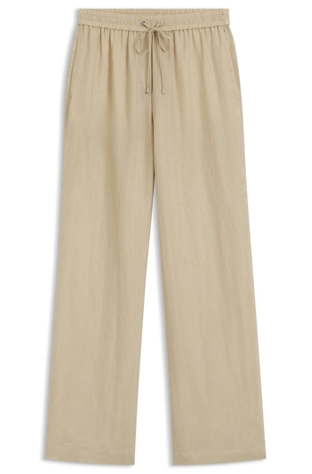 Kalhoty volného střihu se stahovací šňůrkou v pase - Light Beige