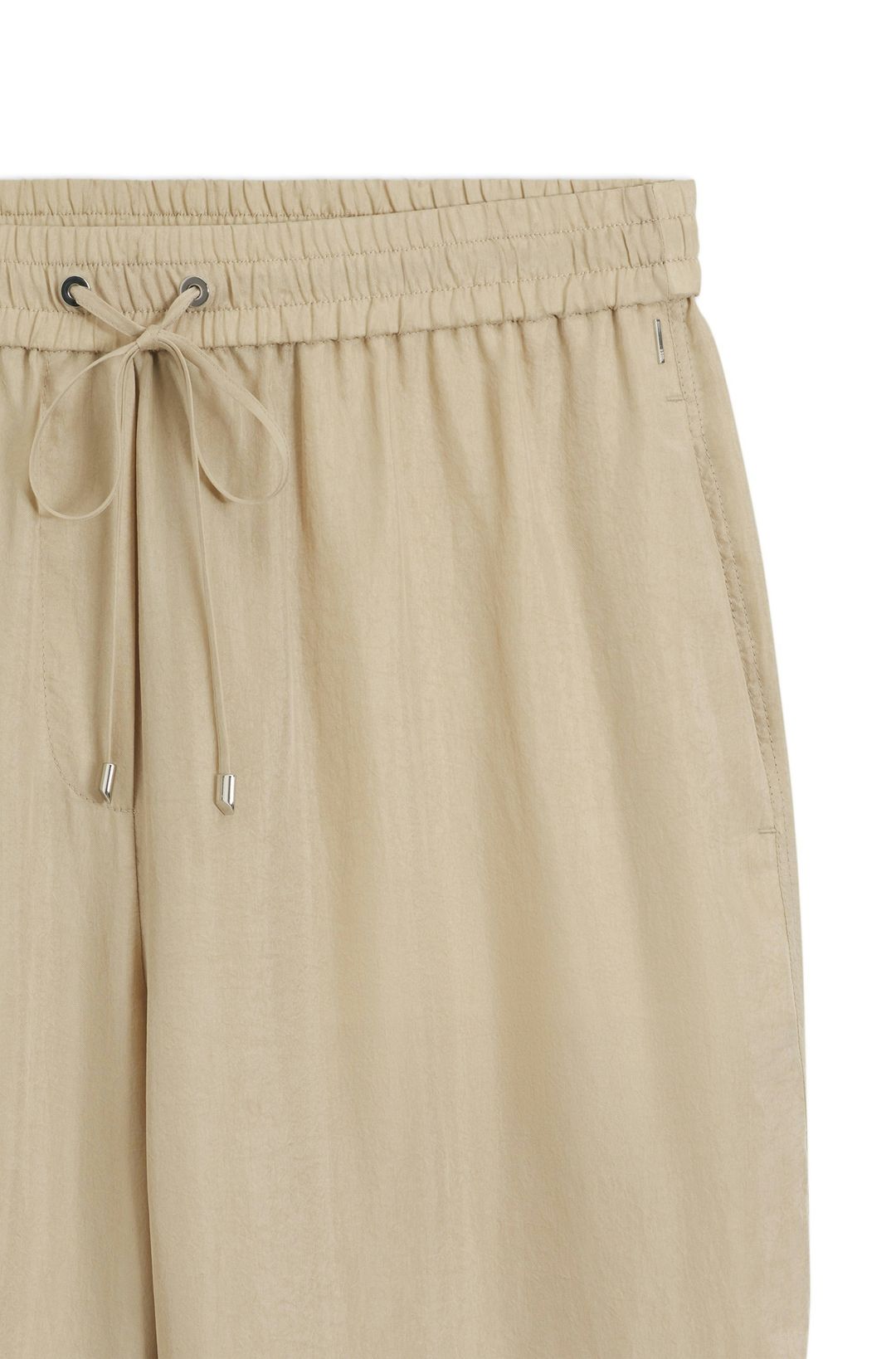 Kalhoty volného střihu se stahovací šňůrkou v pase - Light Beige