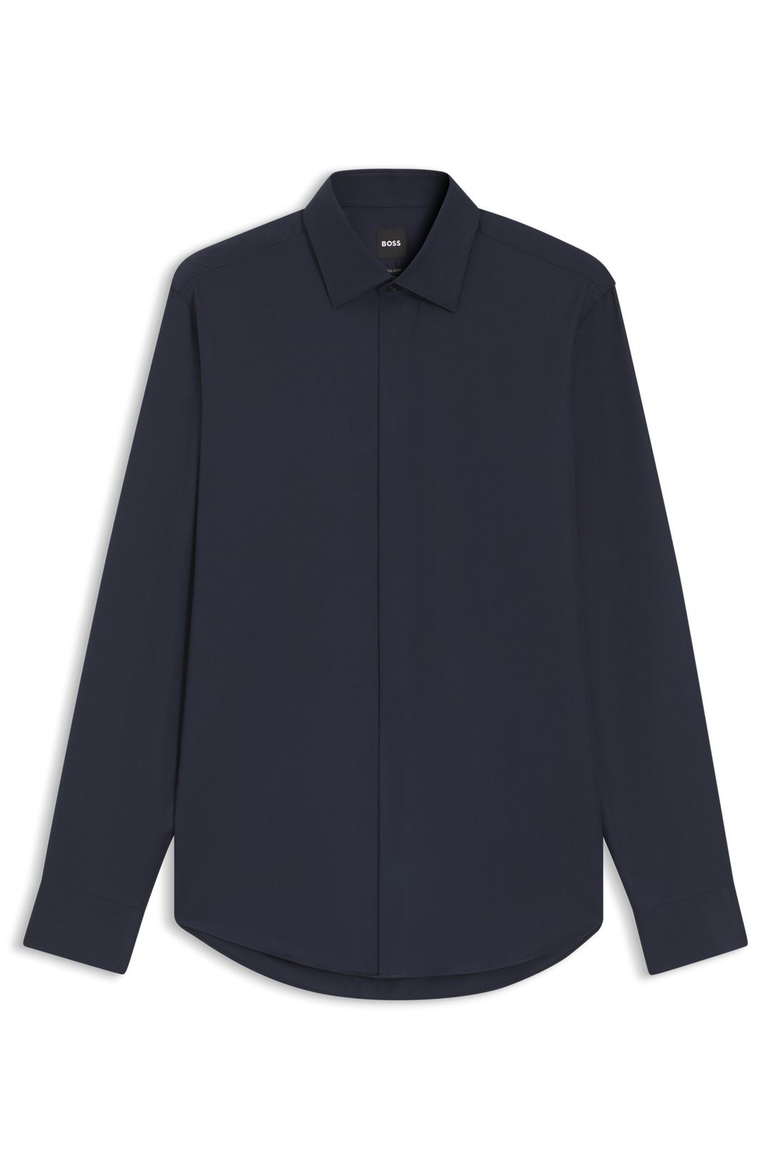 Košile regular střihu z italské bavlny s monogramovým žakárovým vzorem - Dark Blue