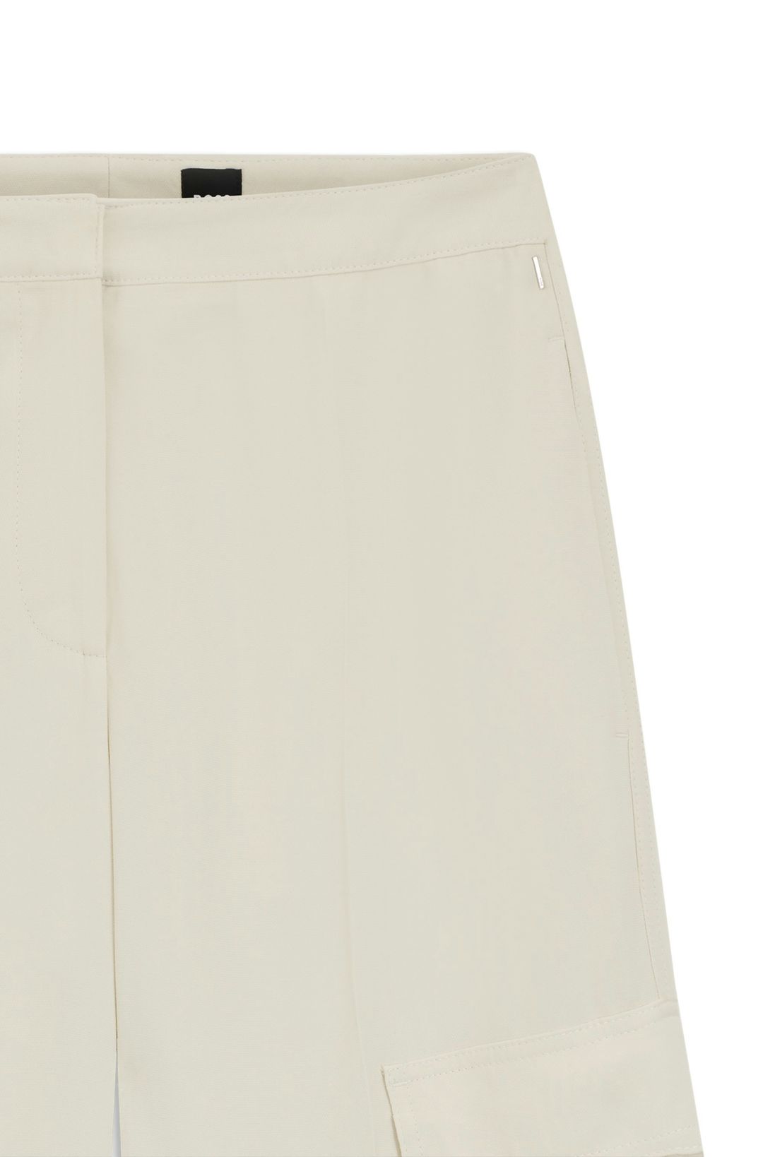 Krepové kalhoty regular střihu s cargo kapsami - Open White