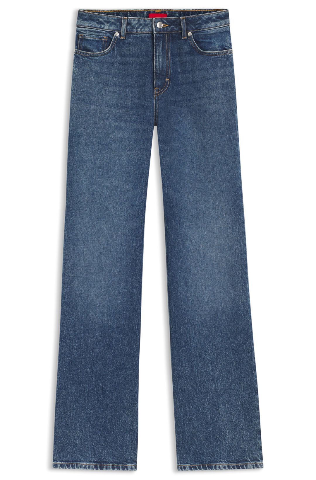 Džíny zvonového střihu z modrého strečového denimu