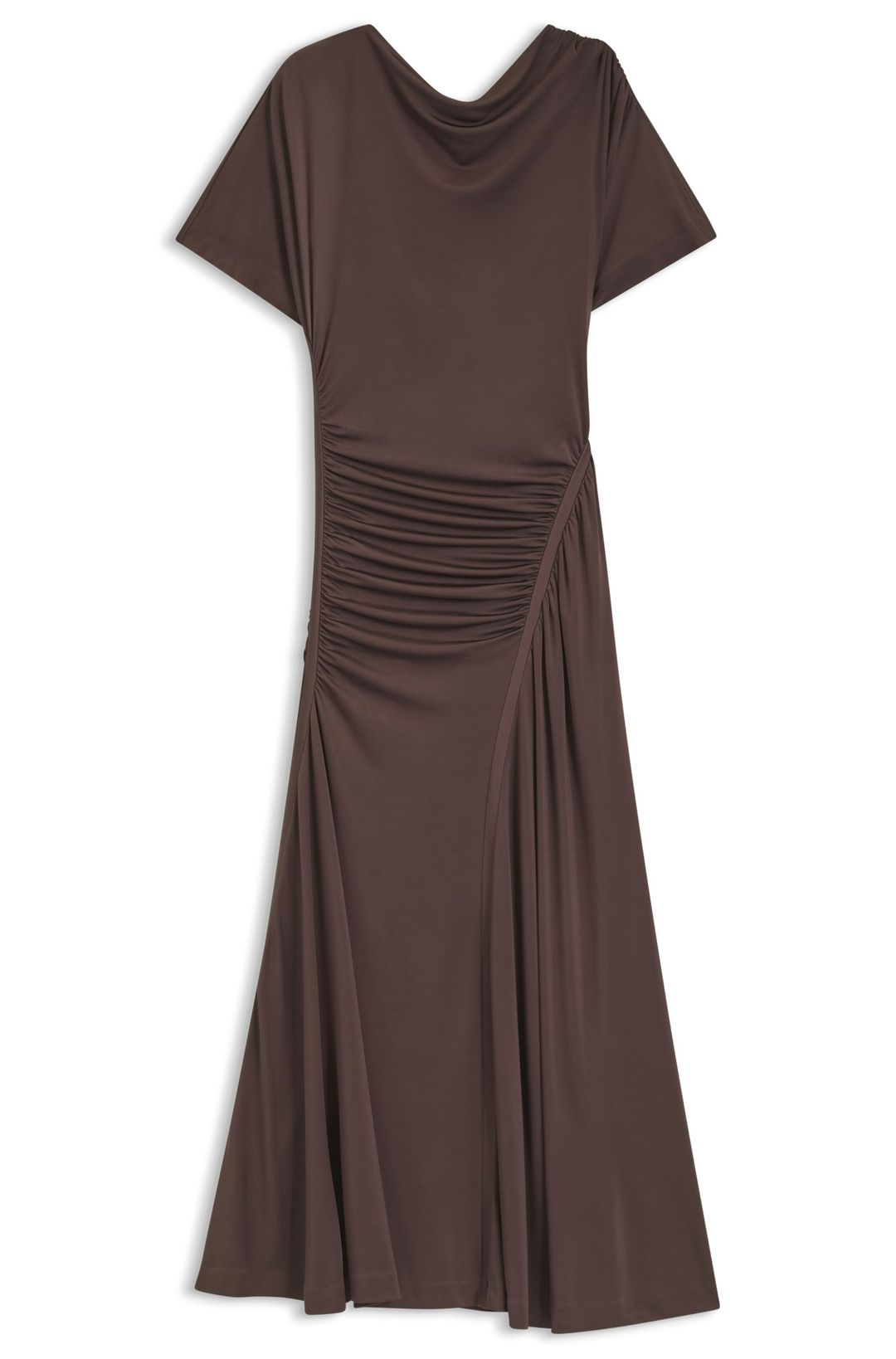 Úzké šaty s nařasenými detaily - Dark Brown