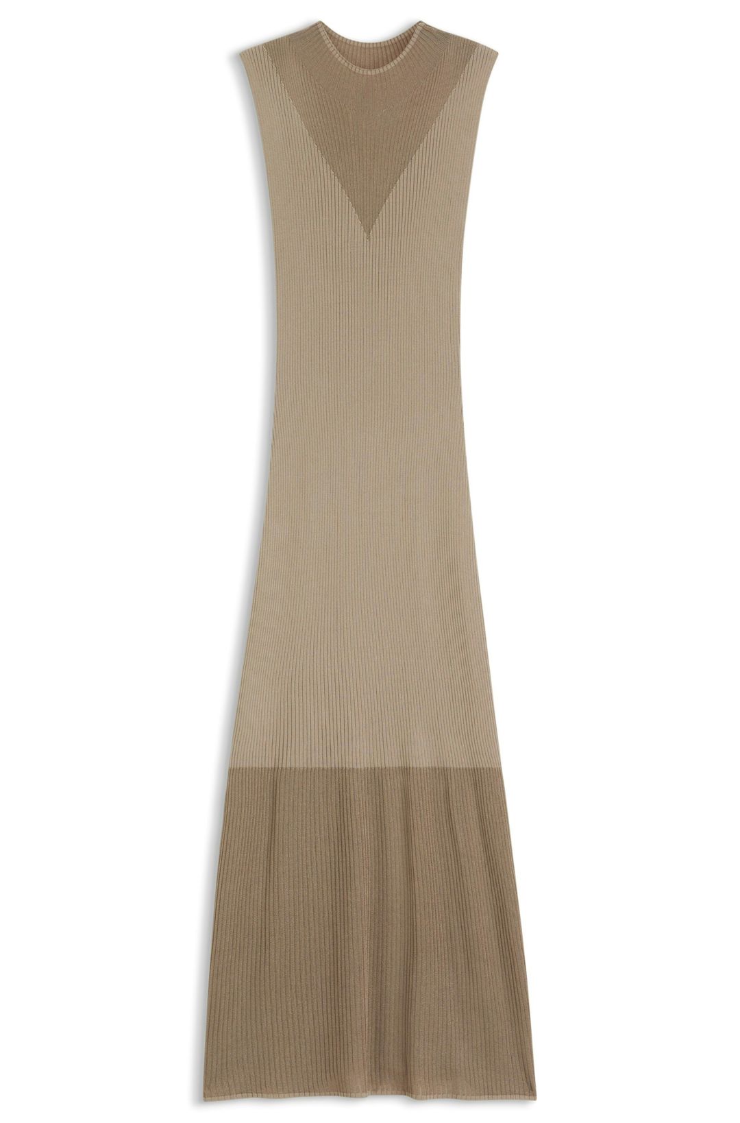 Žebrované šaty s efektem barevných bloků - Light/Pastel Brown