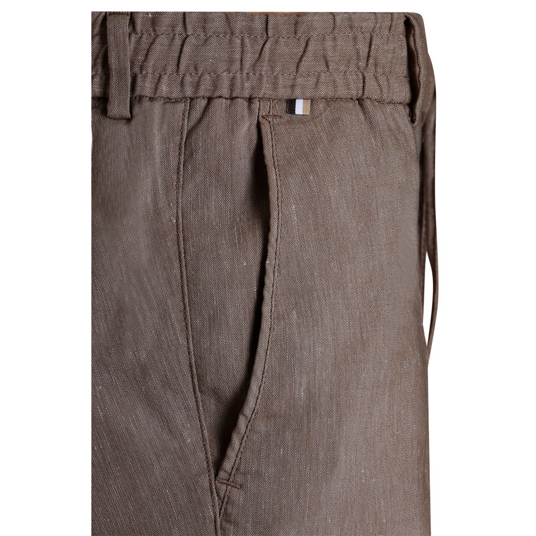Kalhoty moderního střihu ze směsi lnu - Dark Brown