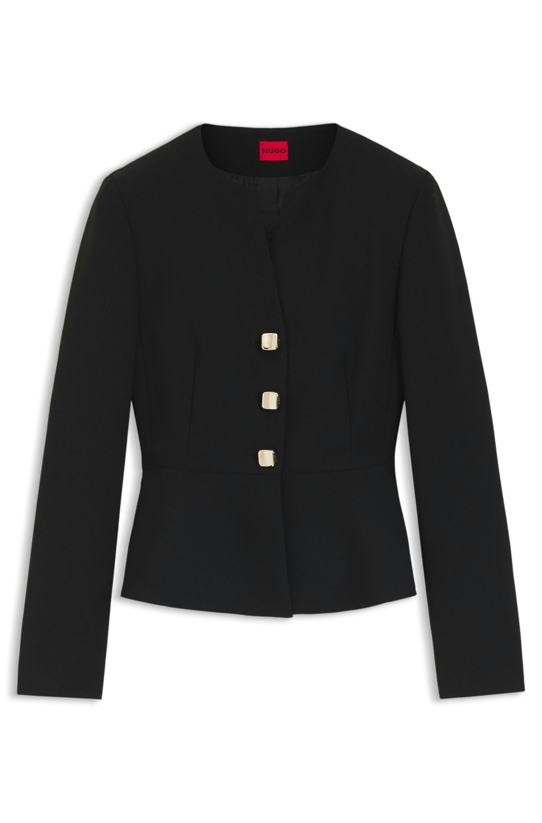 Bunda regular střihu z krepové tkaniny s peplum lemem - Black