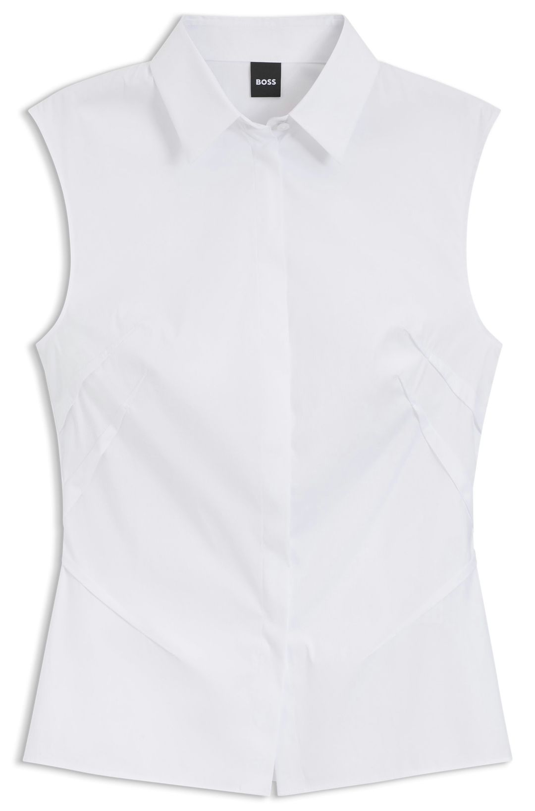 Halenka bez rukávů slim fit ze směsi strečové bavlny - White